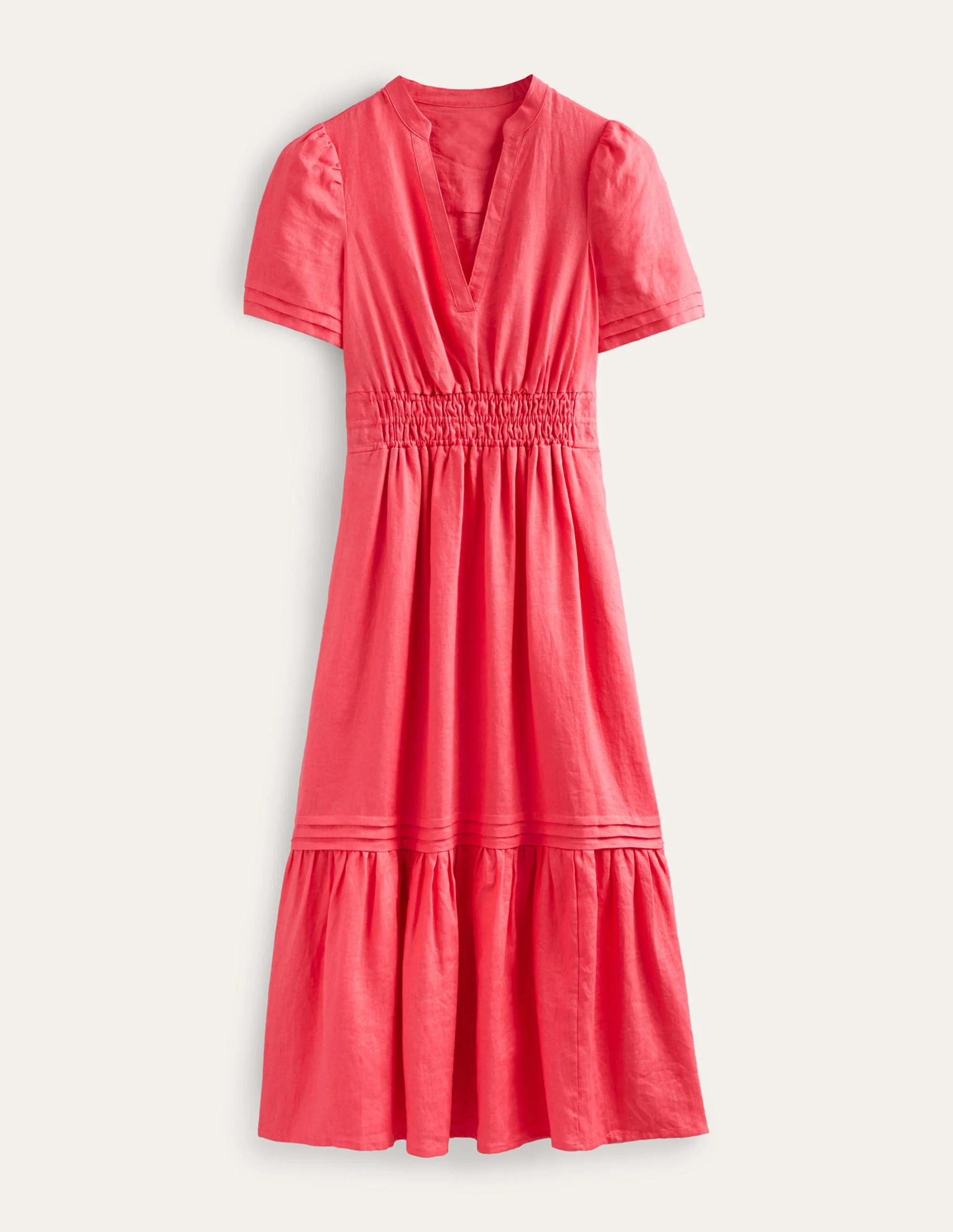 Midikleid mit Biesenfalten-Korallenrot - Image 6