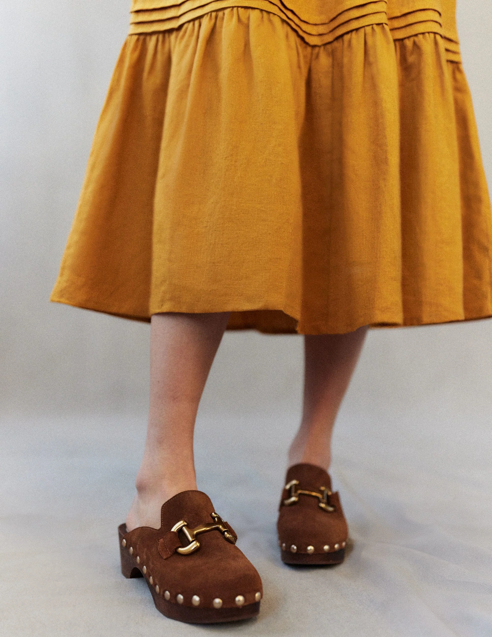 Midikleid mit Biesenfalten-Ockergelb - Image 8