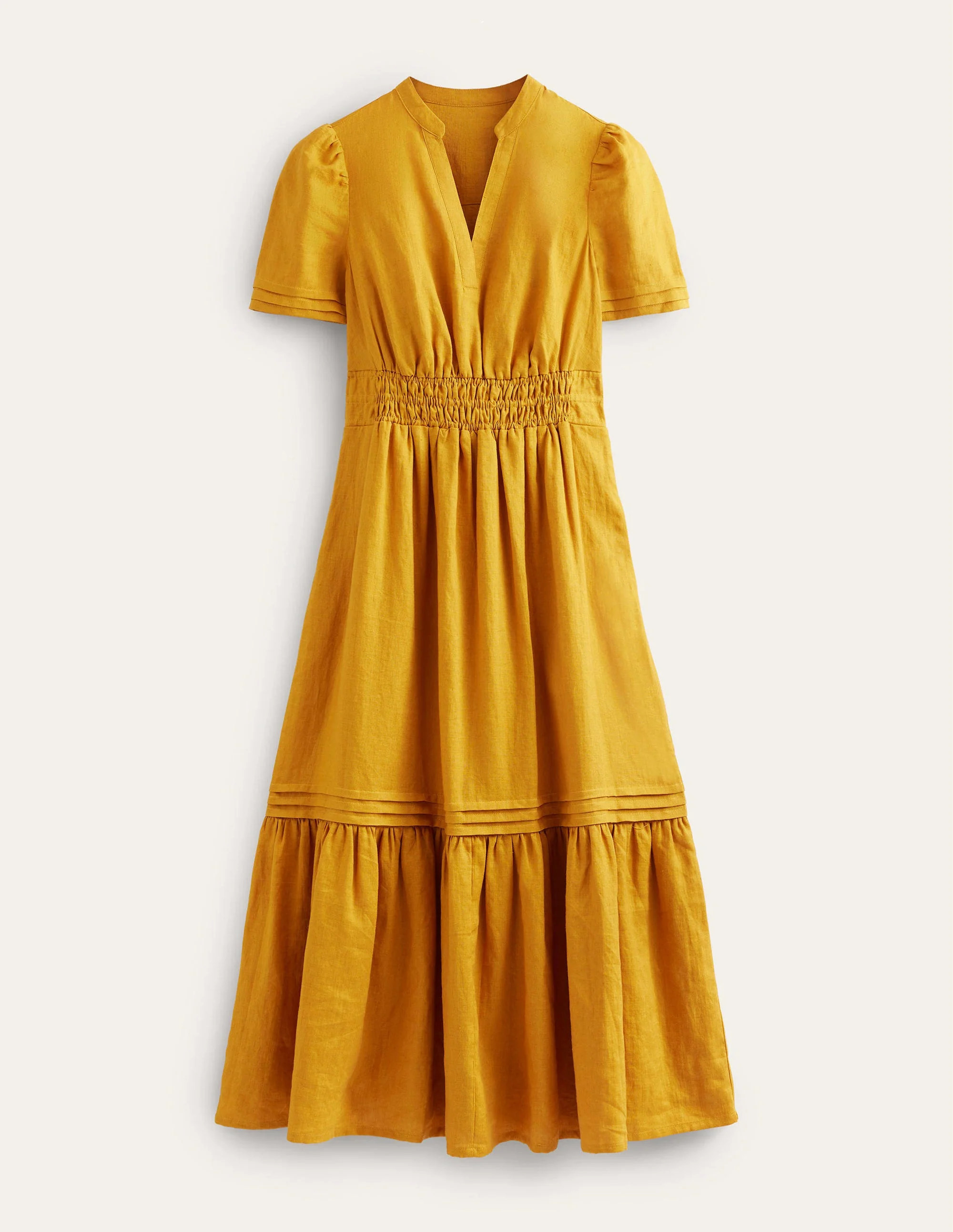Midikleid mit Biesenfalten-Ockergelb - Image 9