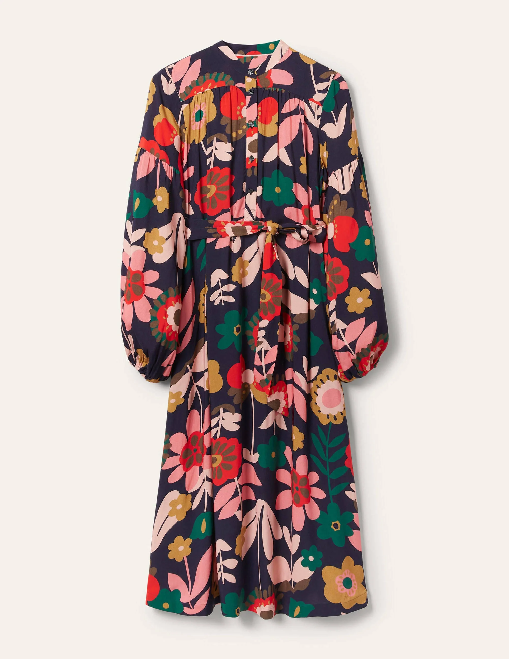 Midikleid mit Blousonärmeln-Französisches Navy, Blüten - Image 5