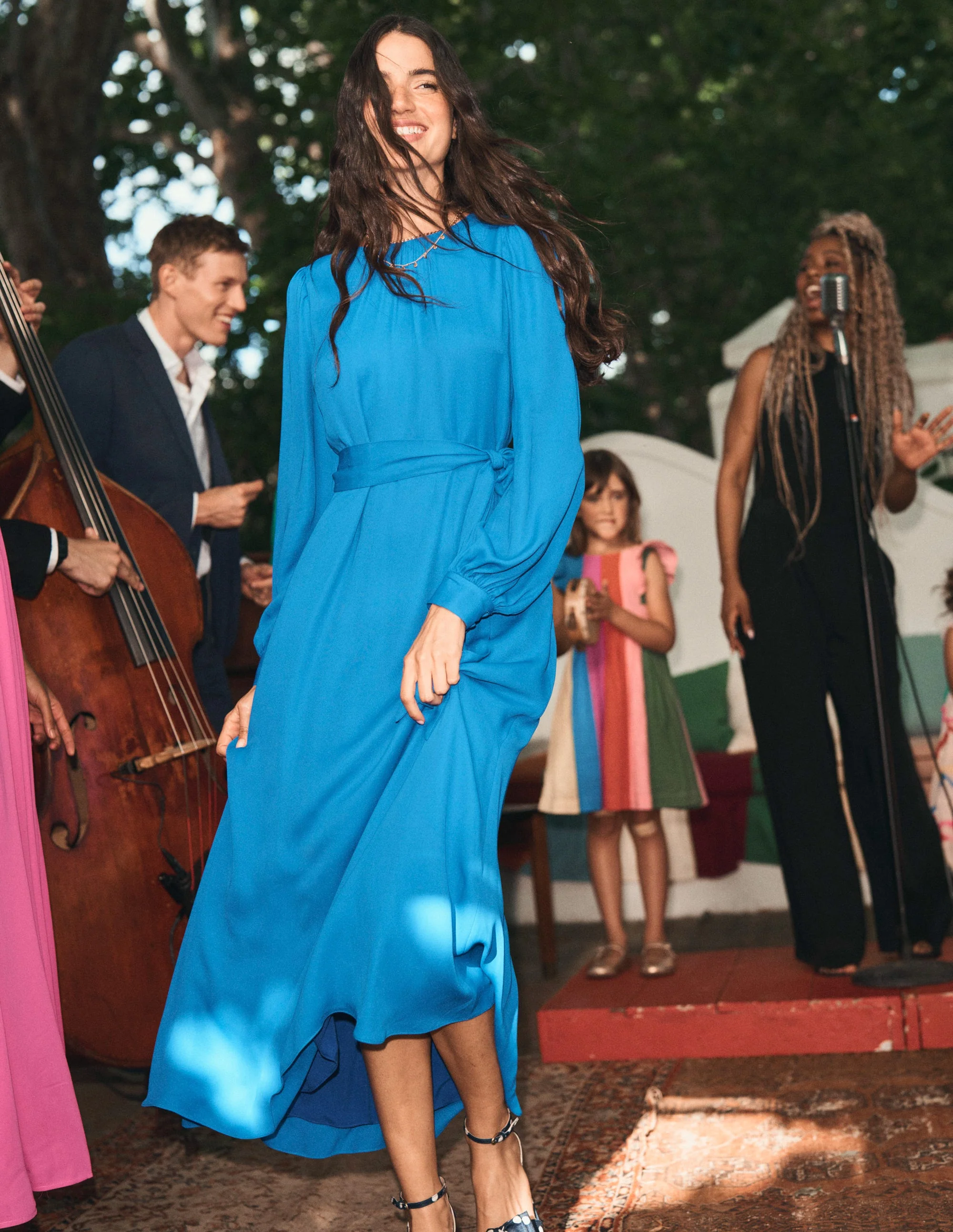 Midikleid mit Blousonärmeln-Galerie-Blau - Image 2