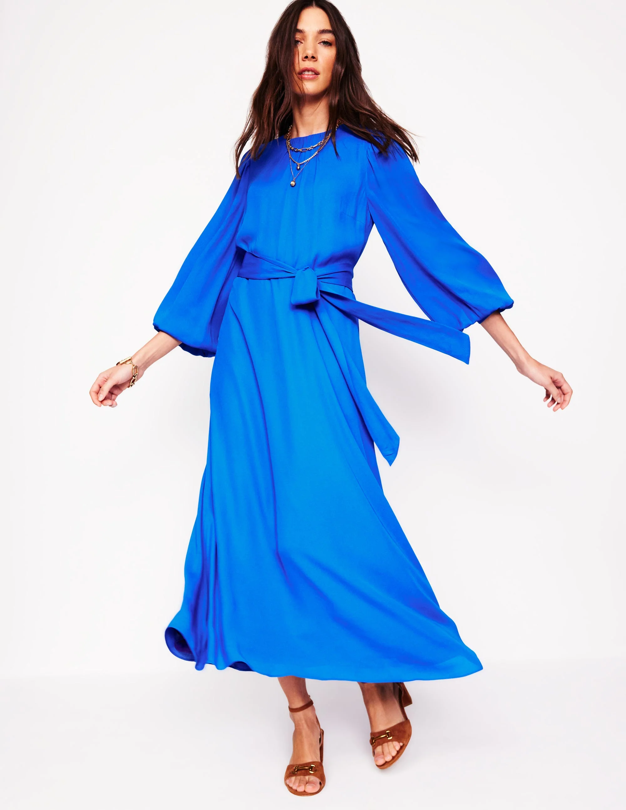 Midikleid mit Blousonärmeln-Galerie-Blau - Image 5