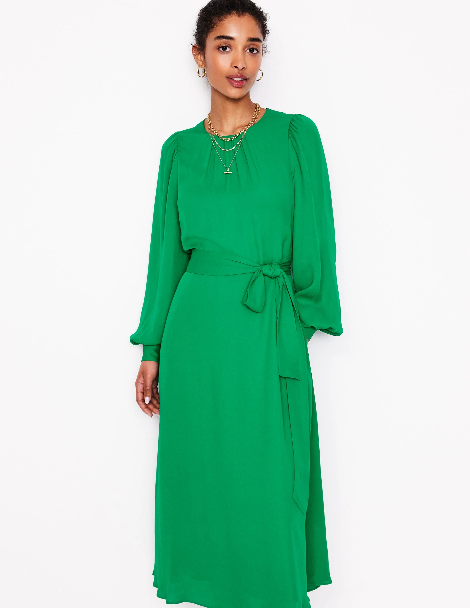 Midikleid mit Blousonärmeln-Grünes Tamburin - Image 4