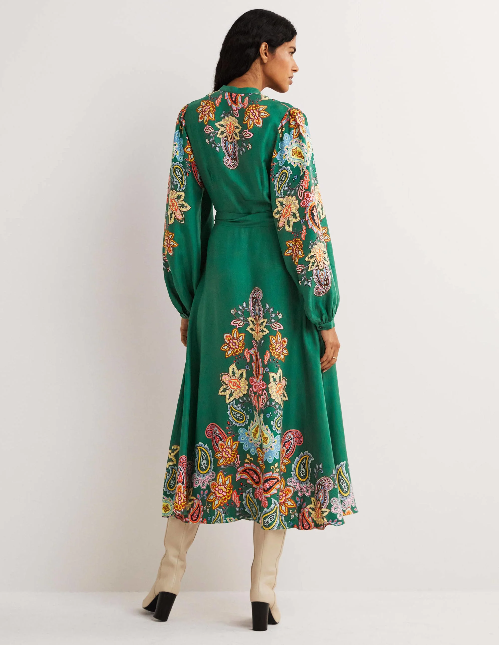 Midikleid mit Blousonärmeln-Trekking-Grün, Paisleymuster - Image 3