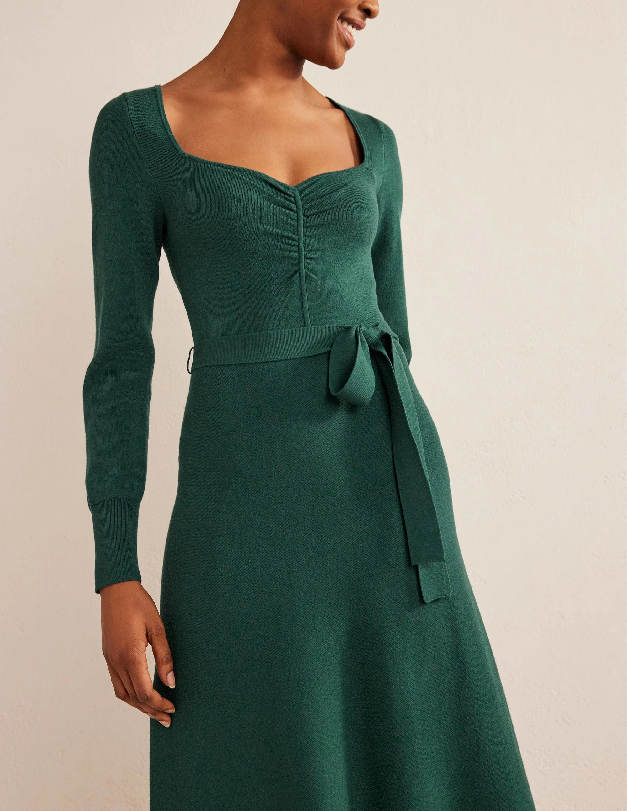 Midikleid mit Herzausschnitt-Dunkles Smaragdgrün - Image 4