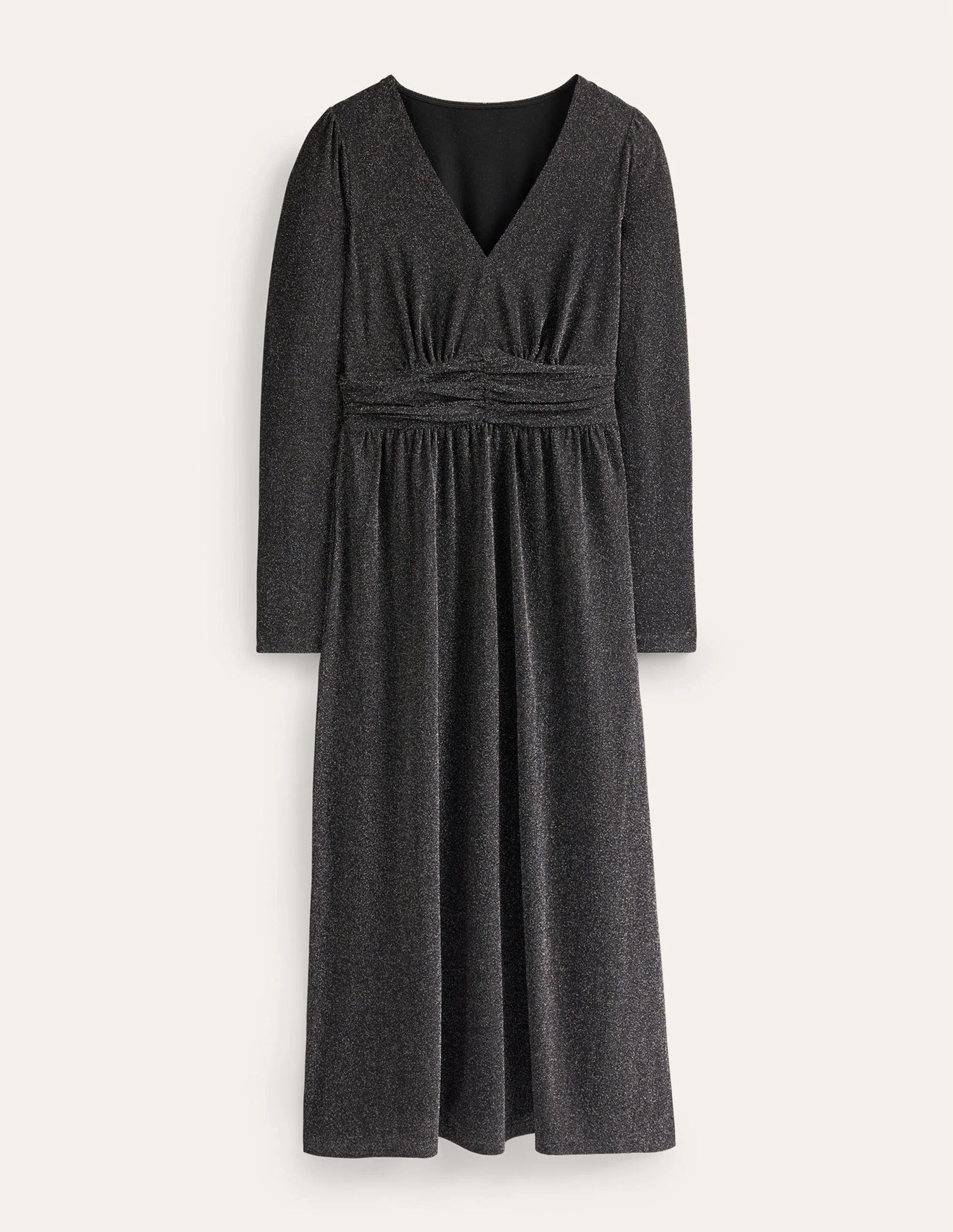 Midikleid mit Raffung und Glitzer-Schwarz - Image 5