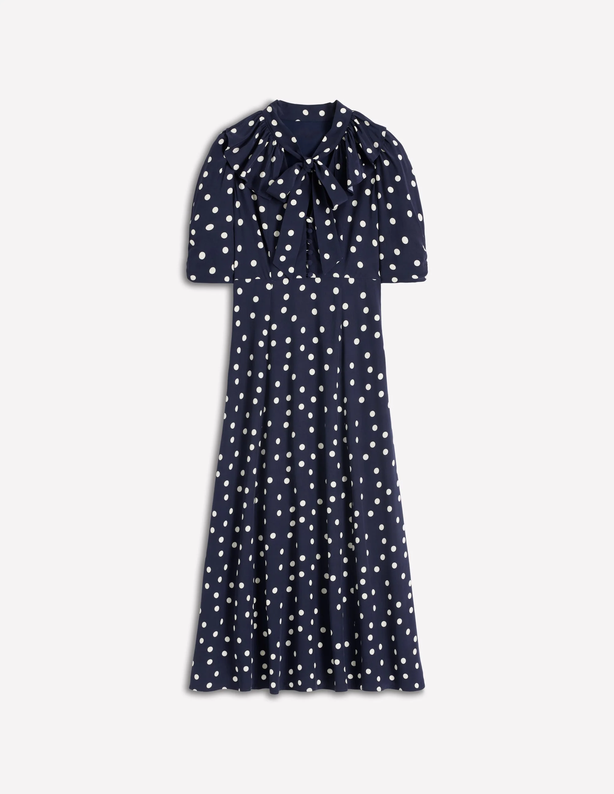 Midikleid mit Rüschenkragen-Französisches Marineblau Gemalt Spaced Dot - Image 6