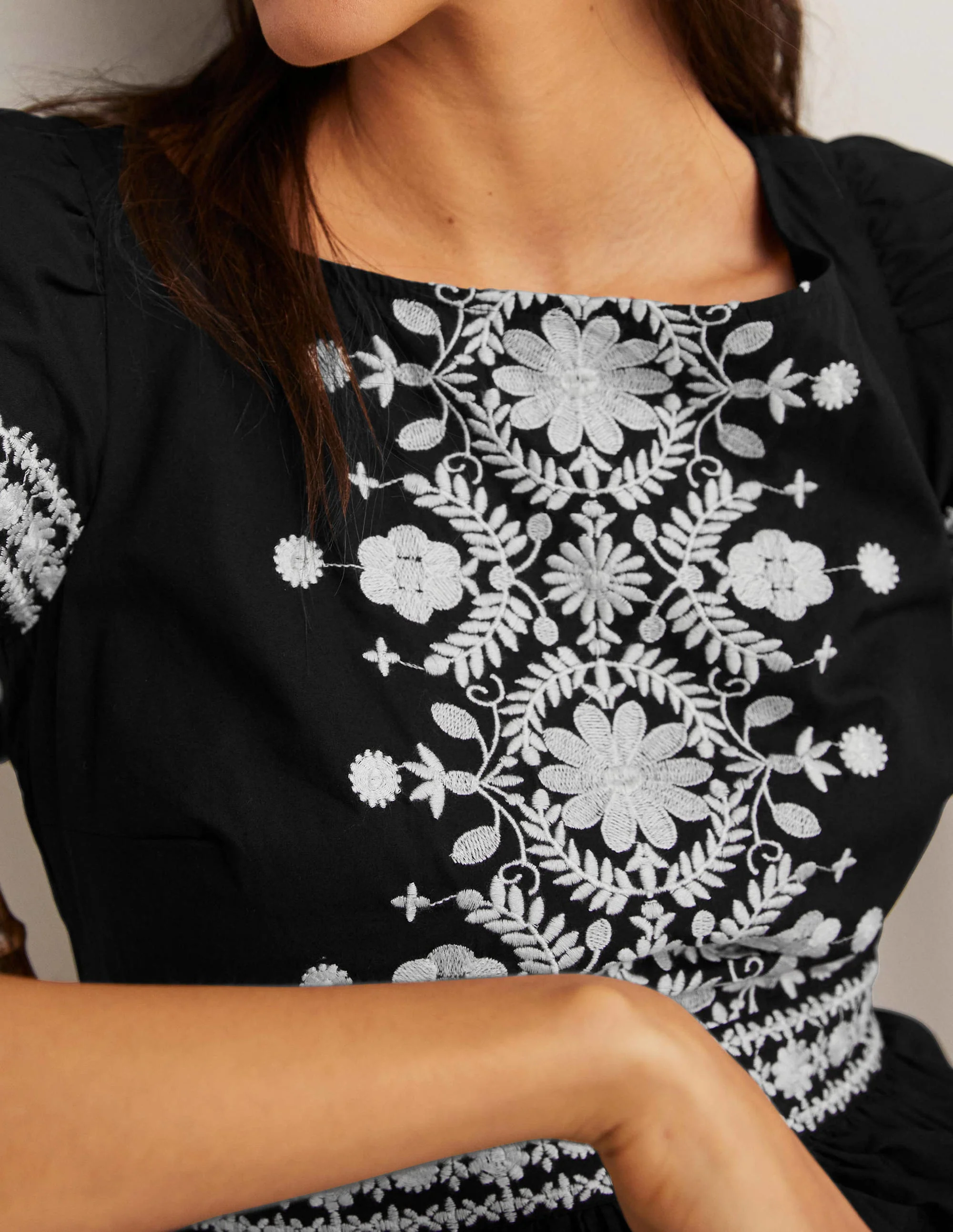 Midikleid mit Stickerei-Schwarz - Image 2