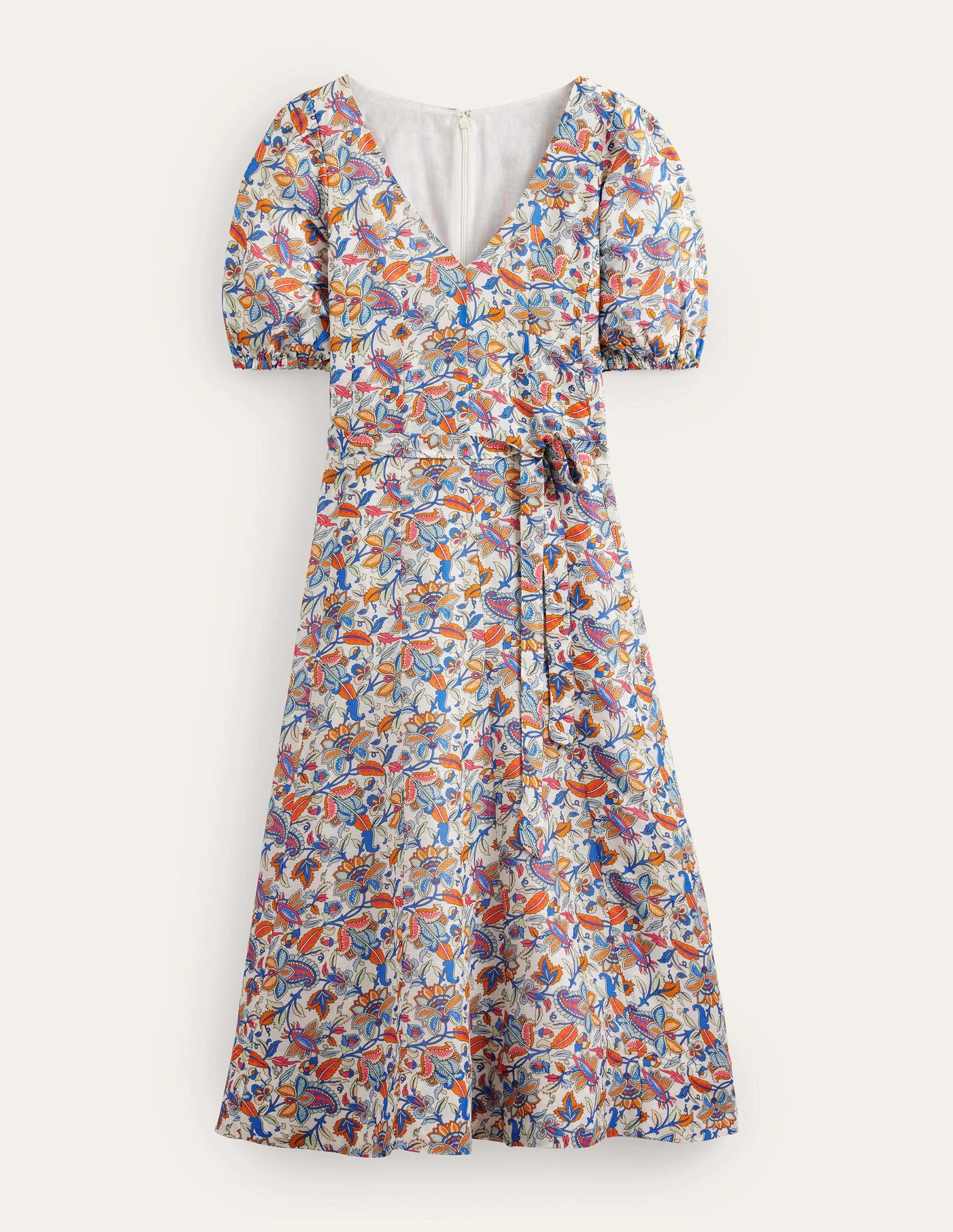 Midikleid mit Tellerrock und Einsätzen-Nebelblau, Paisley-Ranken - Image 6