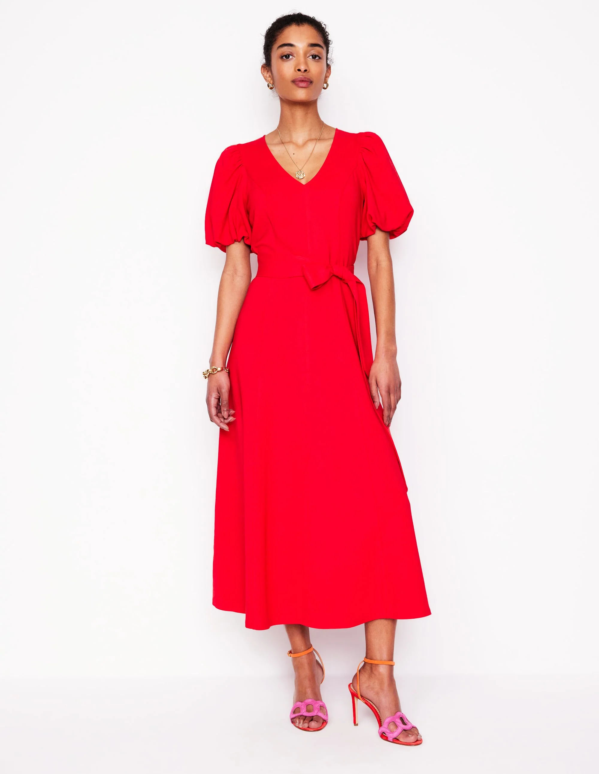 Midikleid mit voluminösen Ärmeln-Anemone Honeycomb Spot