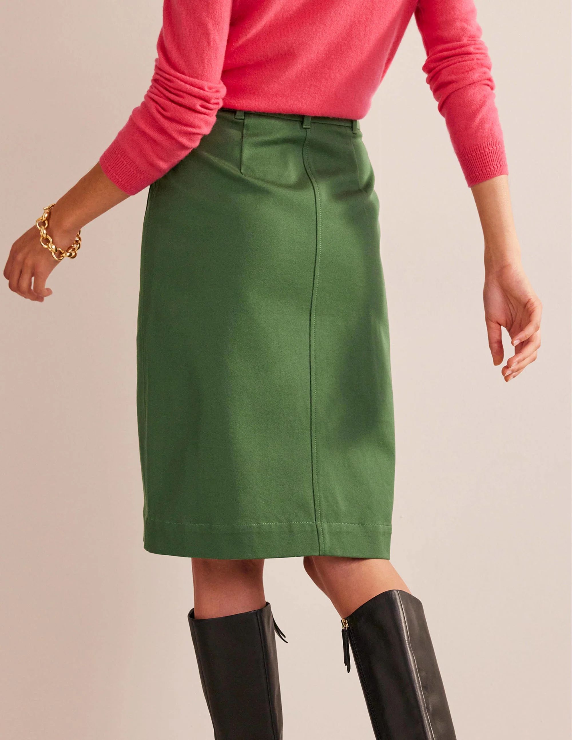 Midirock mit Taschen im Utility-Stil-Wintergrün - Image 3