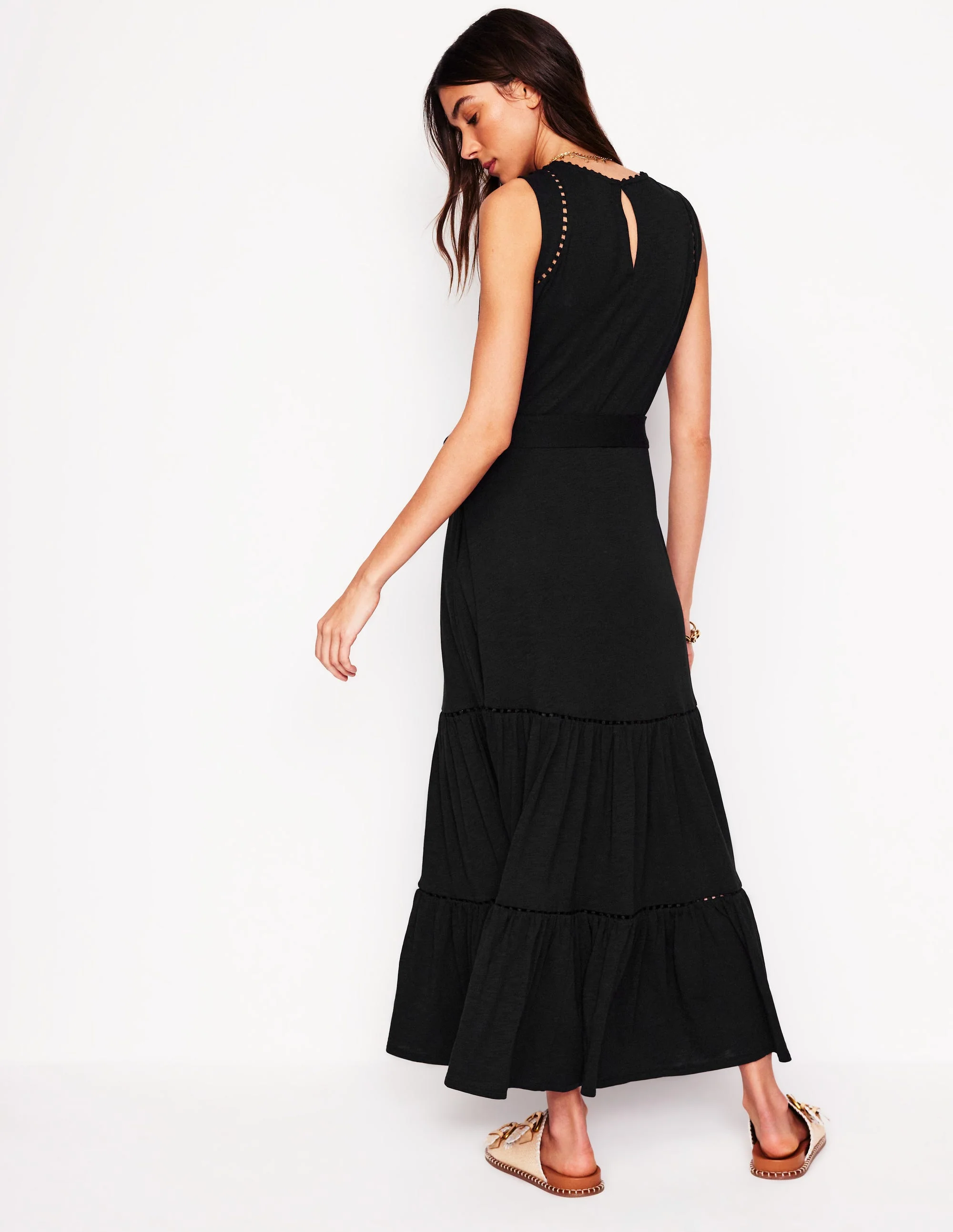 Mila Gestuftes Jerseykleid mit Besatz-Schwarz - Image 3