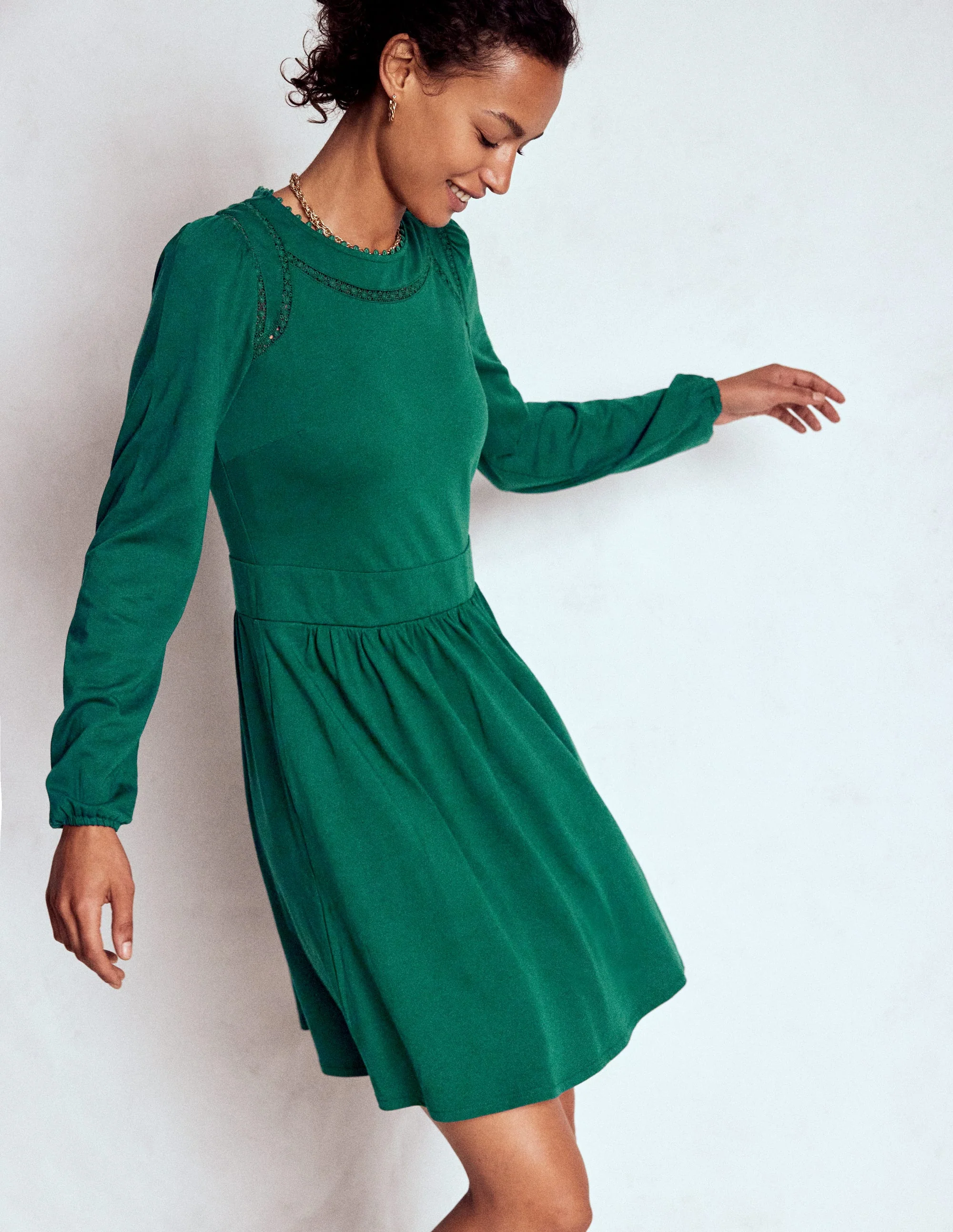 Mila Kurzes Jerseykleid-Dunkles Smaragdgrün