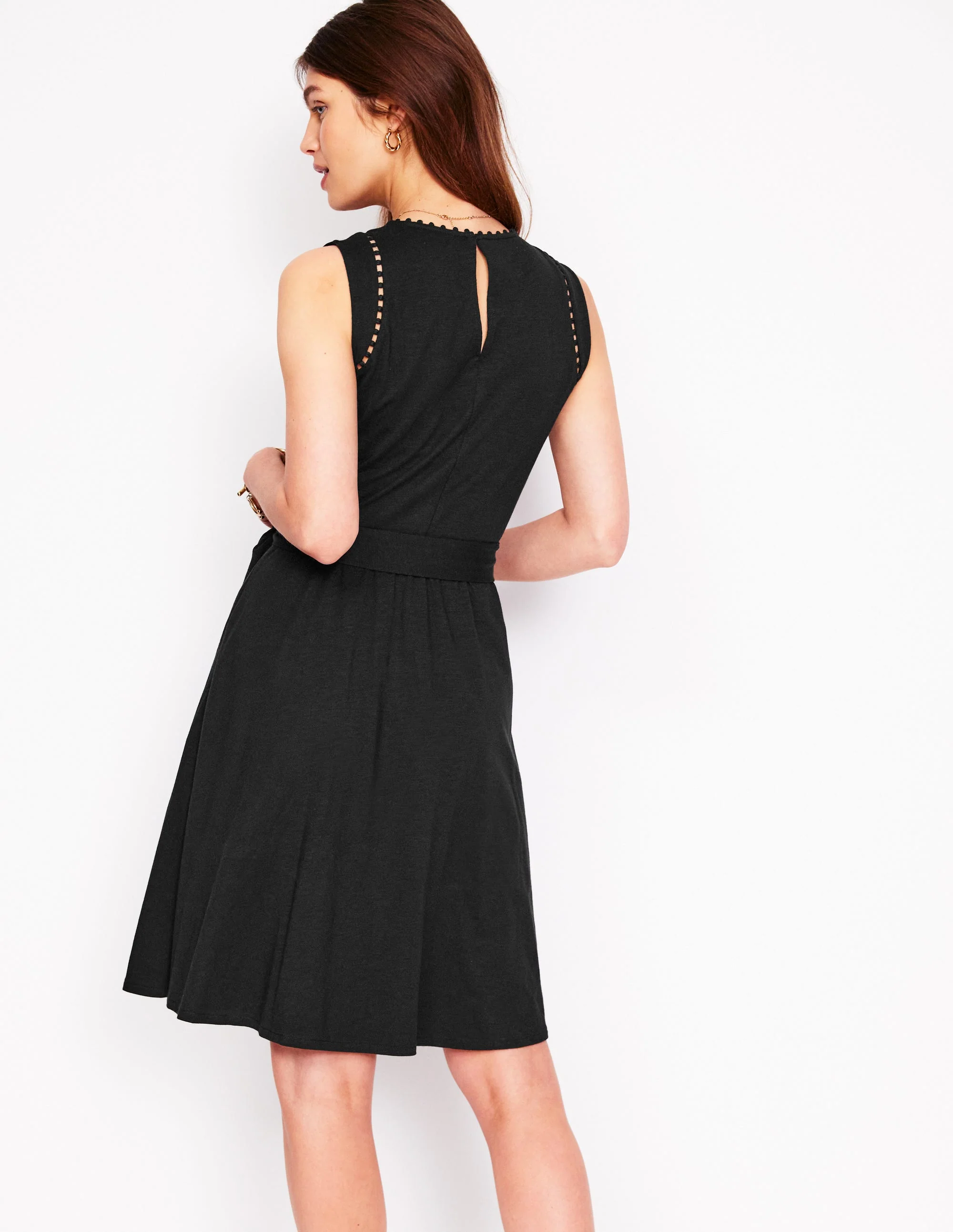 Mila Kurzes Jerseykleid mit Besatz-Schwarz - Image 3