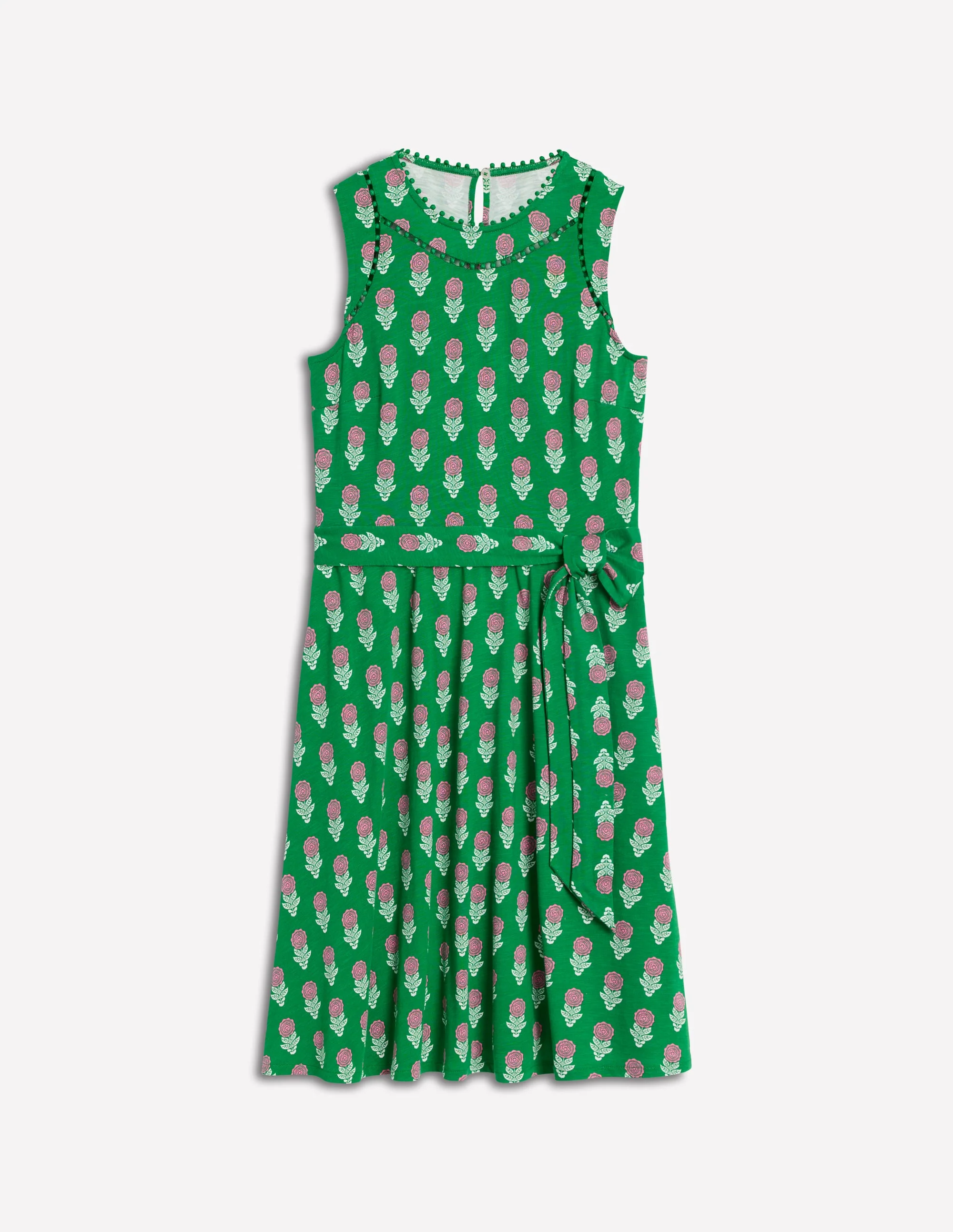 Mila Kurzes Jerseykleid mit Besatz-Smaragdgrün, Dahlienzweig - Image 5