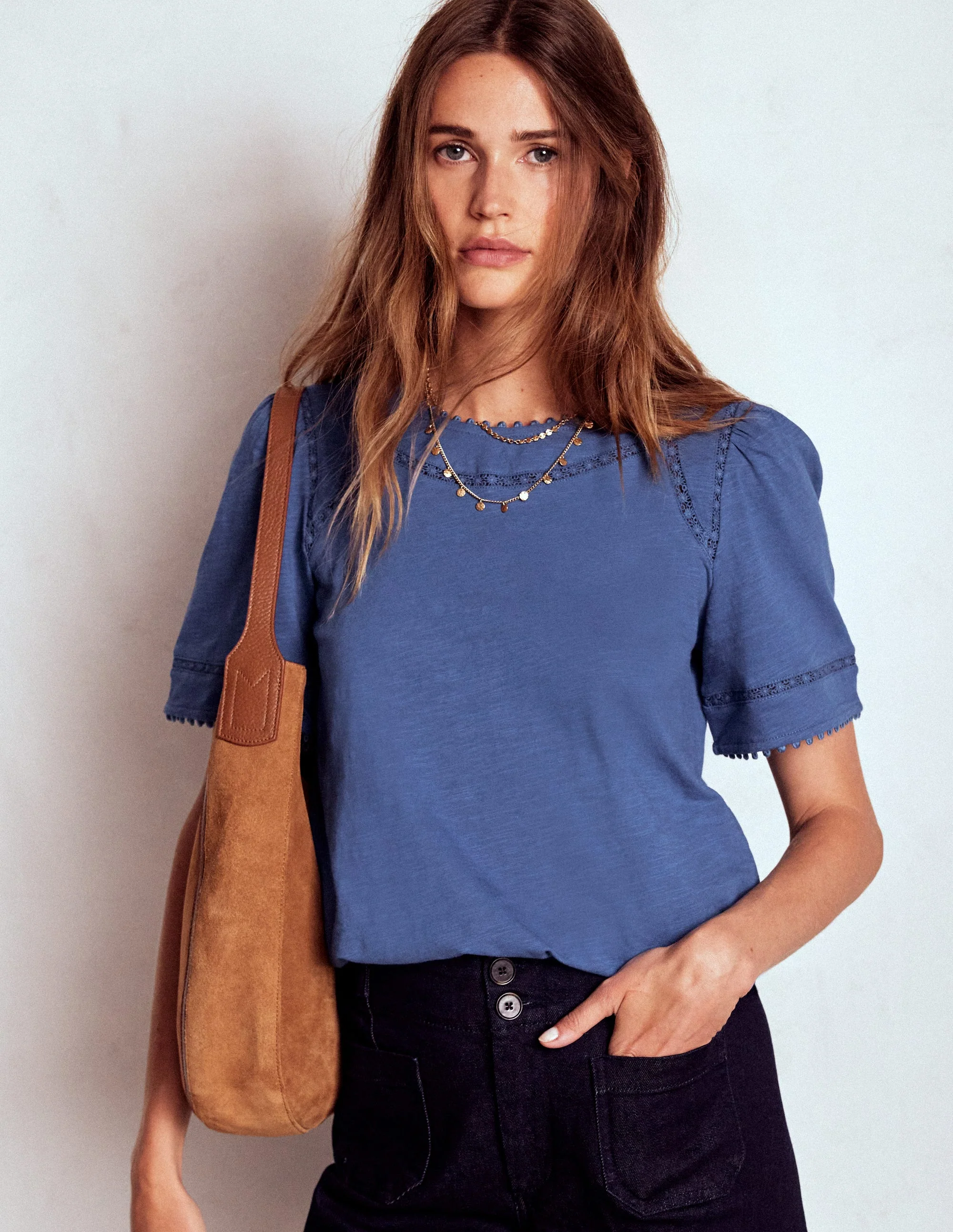 Mila Oberteil mit Spitzenbesatz-Denim-Blau - Image 4