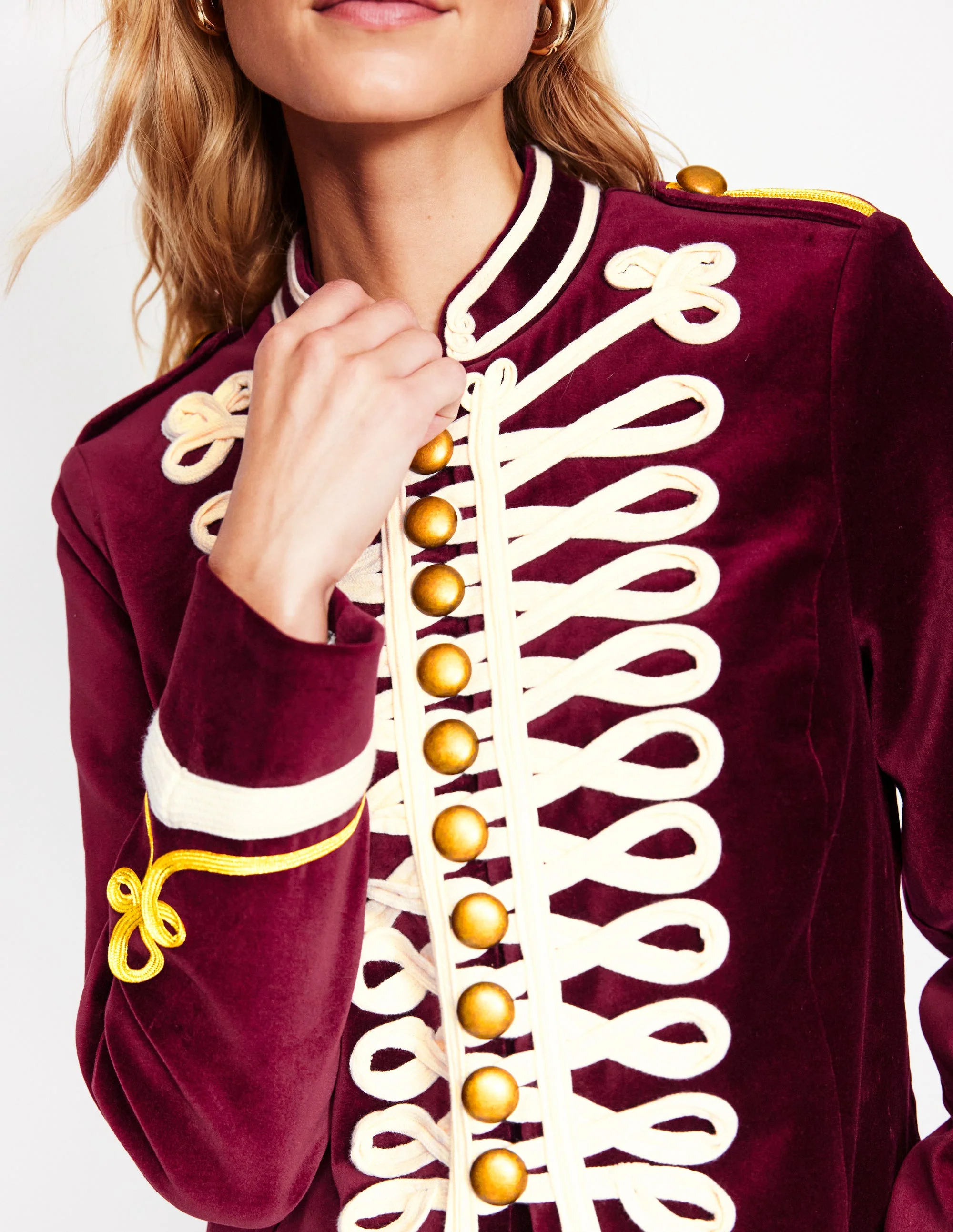 Militärjacke aus Samt-Beatnik Red/Dark Burgundy - Image 2