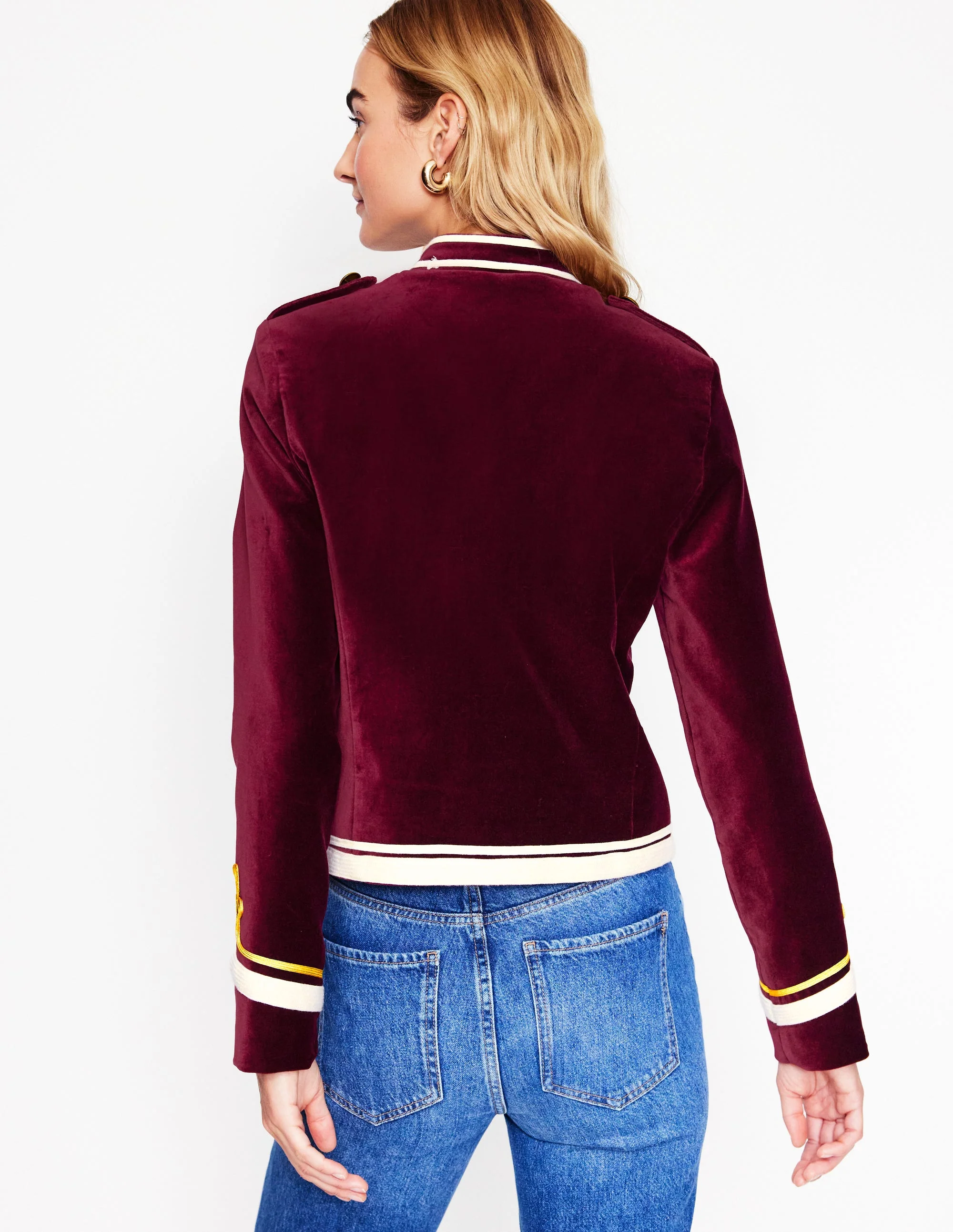 Militärjacke aus Samt-Beatnik Red/Dark Burgundy - Image 3