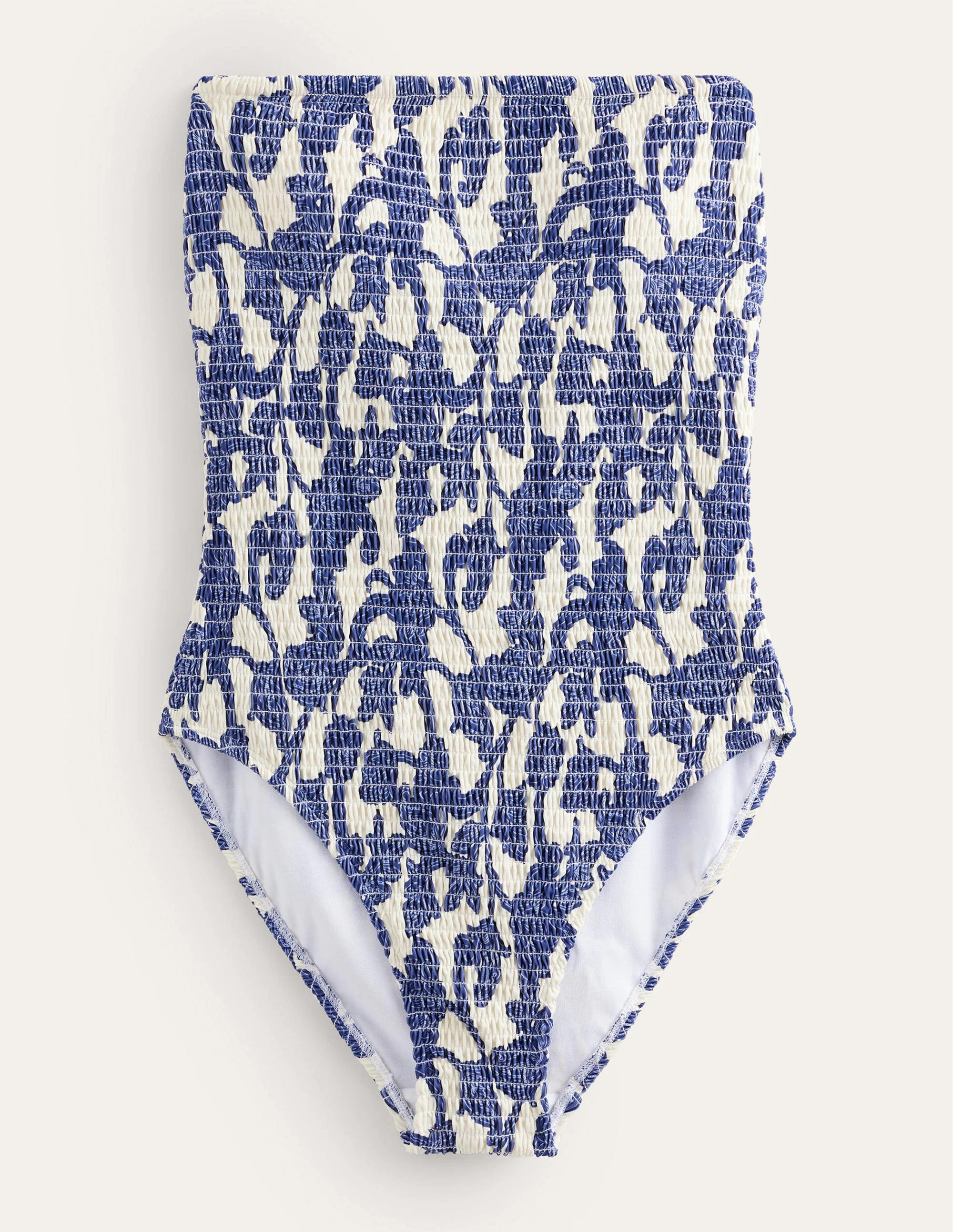 Milos Gesmokter Bandeau-Badeanzug-Blau, Geschwungenes Paisleymuster - Image 5