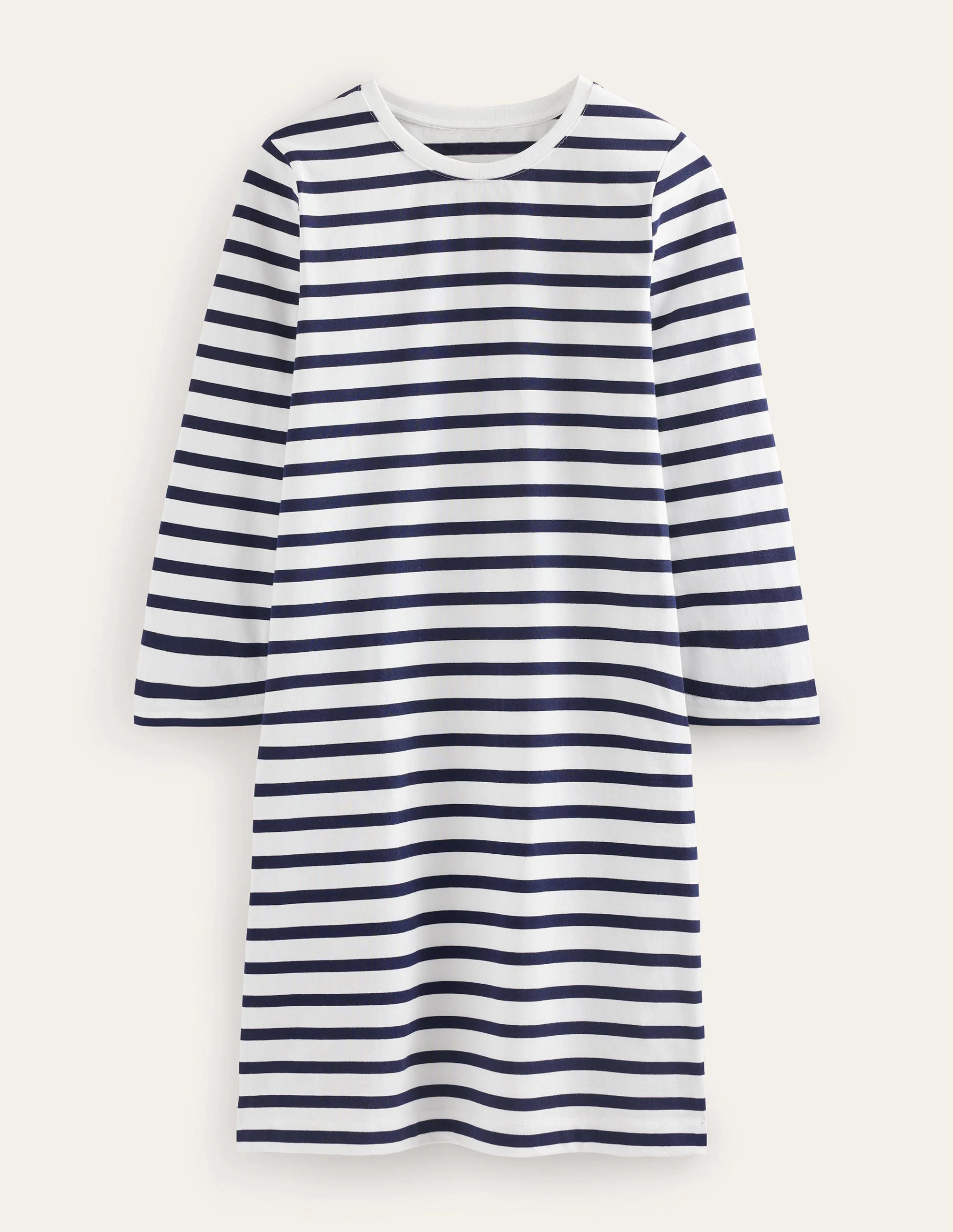 Mini-T-Shirt-Kleid aus Jersey-Naturweiß/Marineblau, Gestreift - Image 5