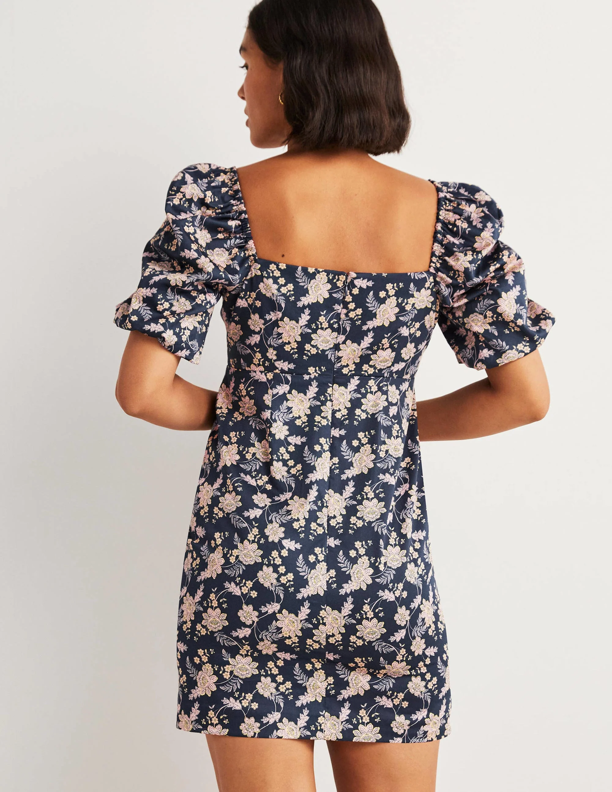 Minikleid mit Cut-out-Detail-Navy, Chintz-Blumen - Image 3
