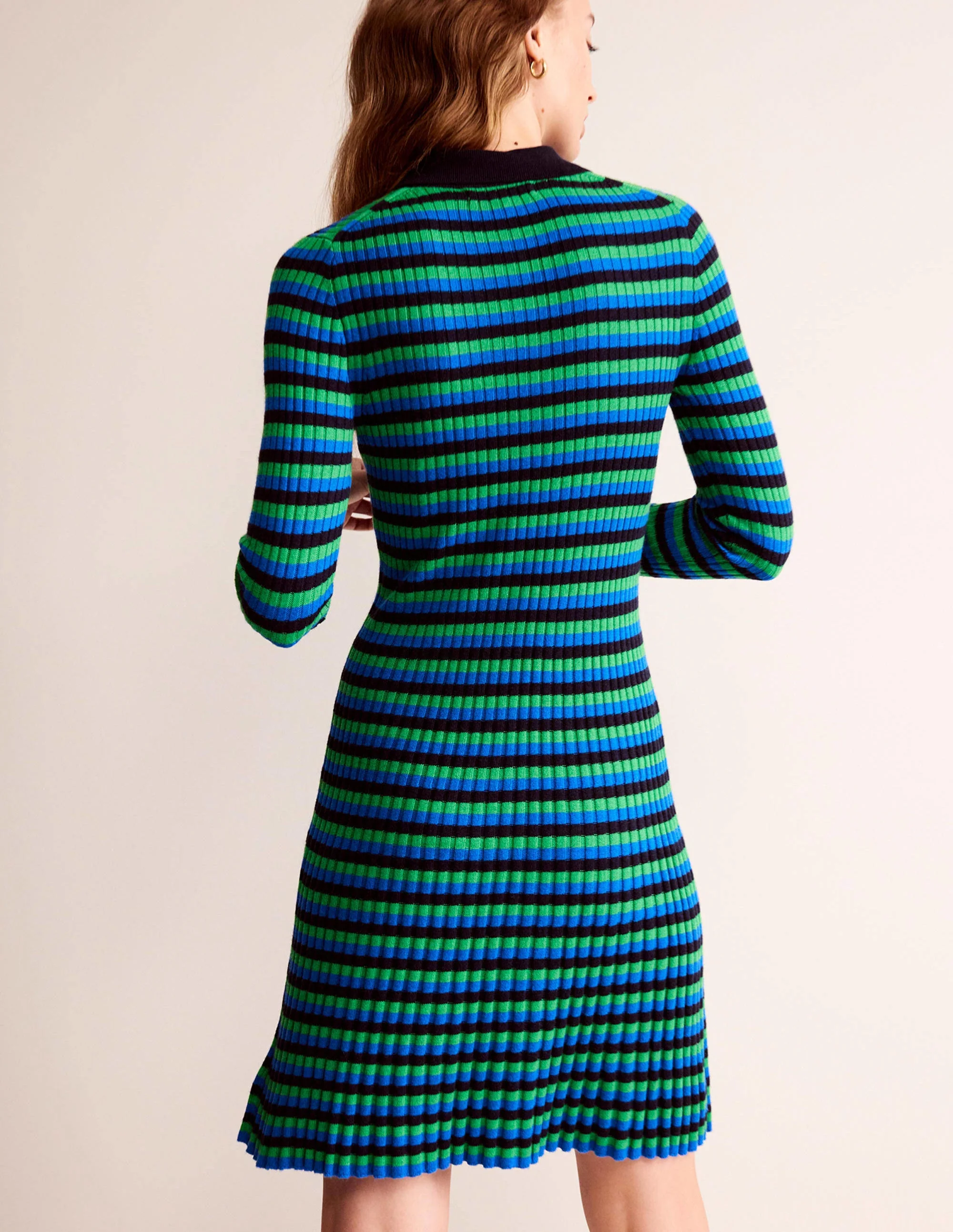 Minikleid mit Kragen-Marineblau und Strahlendes Grün - Image 3
