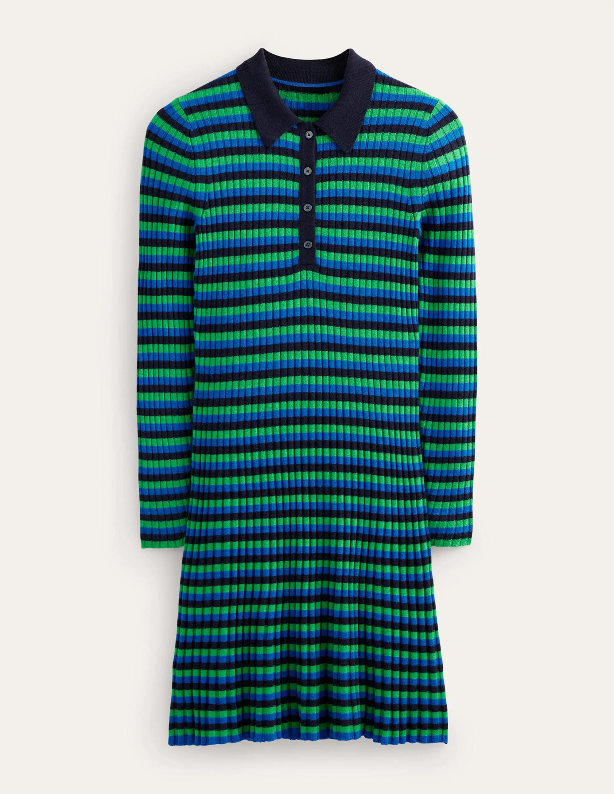 Minikleid mit Kragen-Marineblau und Strahlendes Grün - Image 5