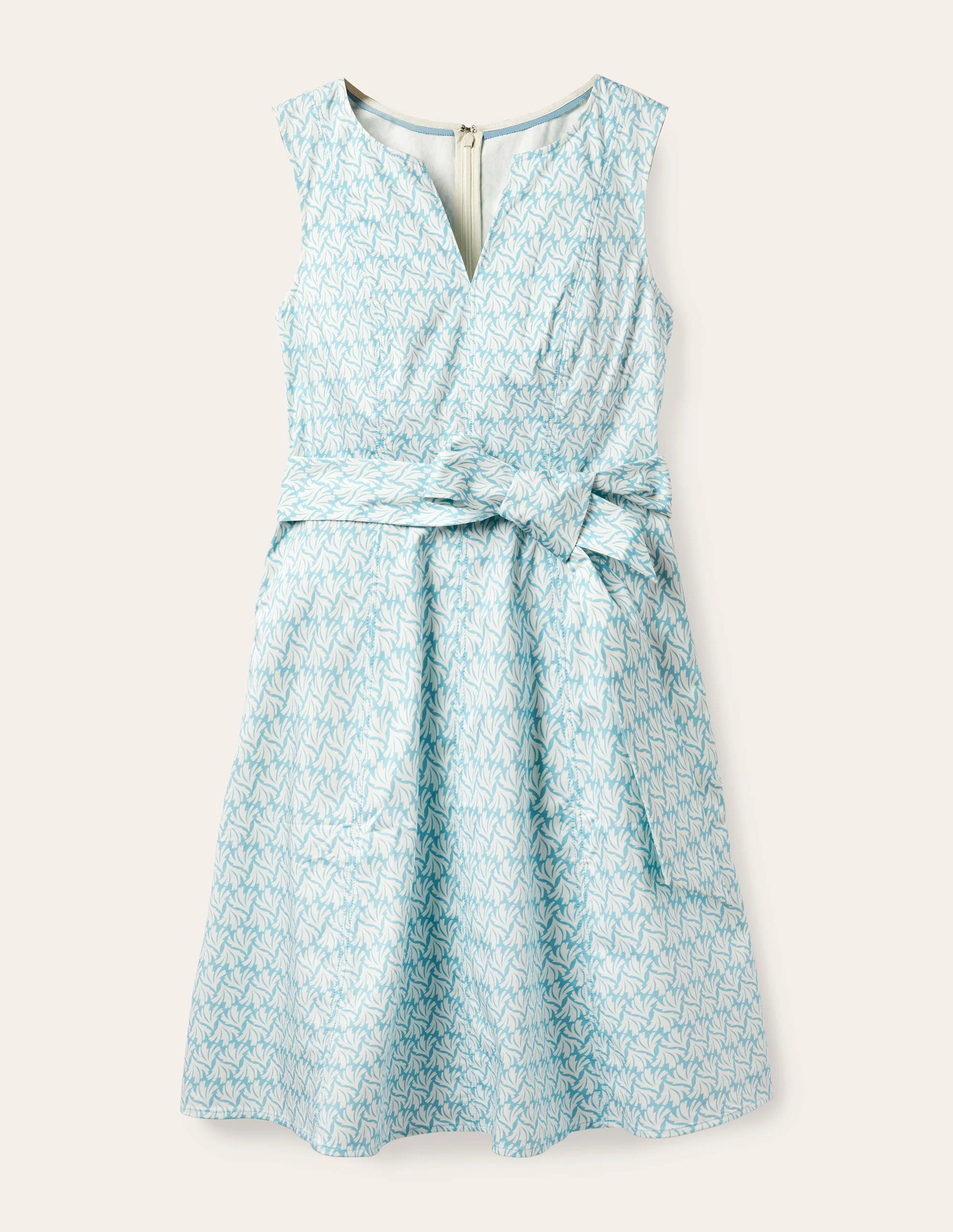 Mischa Kleid mit Gürtel-Meerblau, Schwingendes Korallenmuster - Image 6
