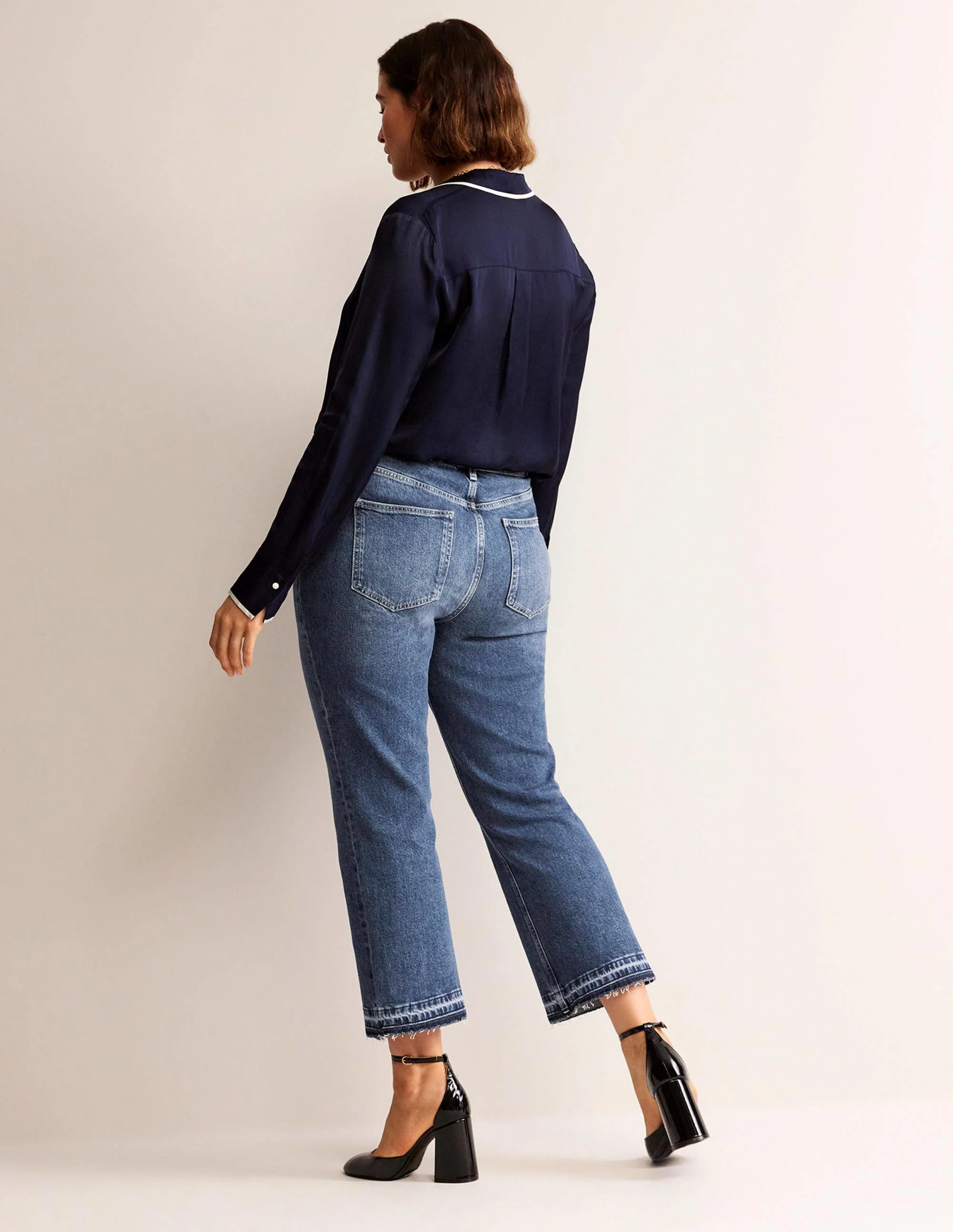 Mittelhohe Jeans mit Schlag-Dunkles Vintageblau - Image 7