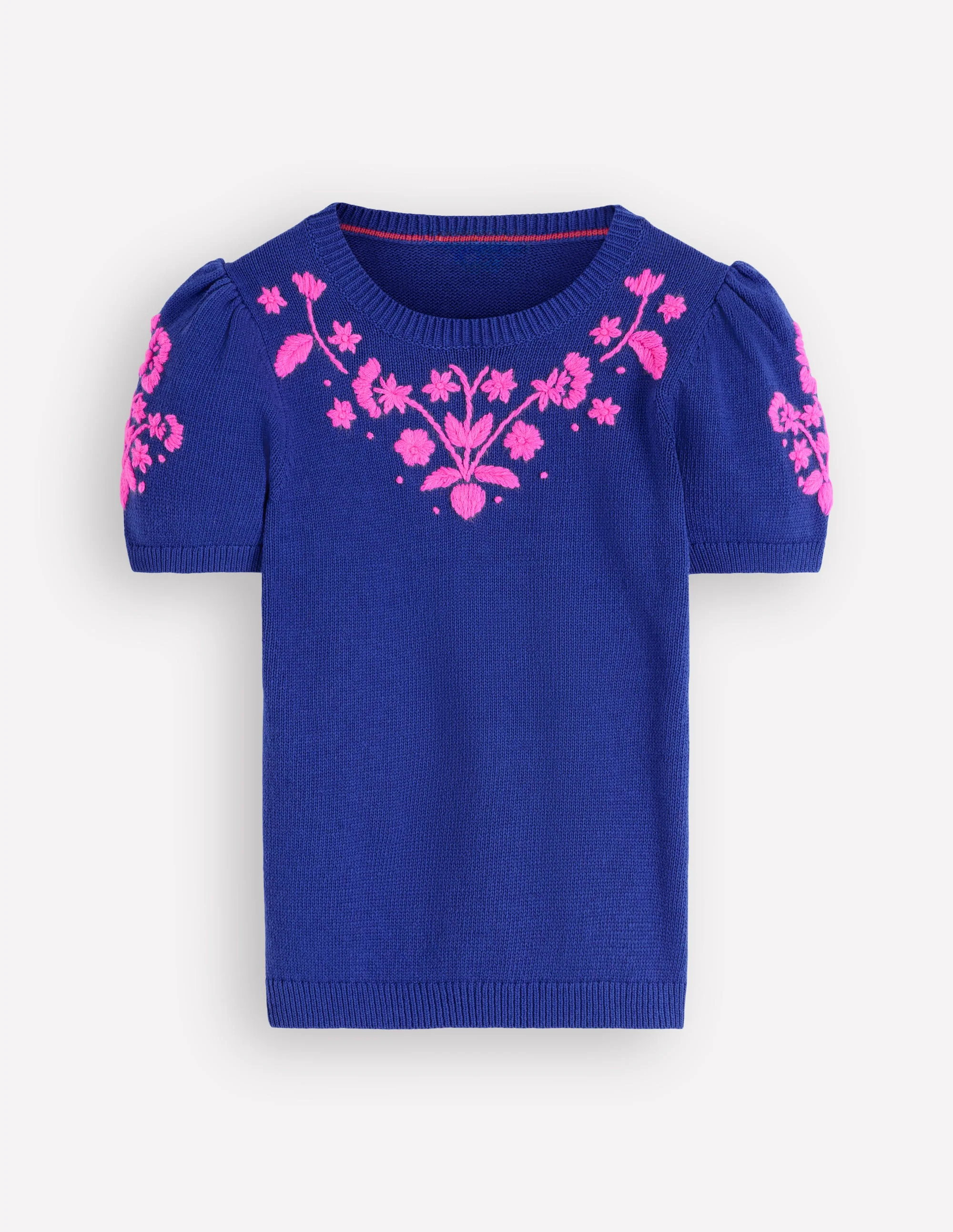 Monica Strick-T-Shirt-Blaue Stickerei - Image 5
