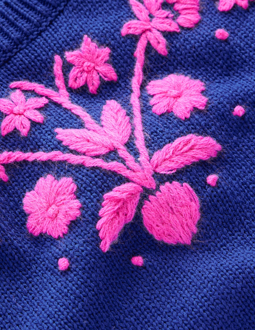 Monica Strick-T-Shirt-Blaue Stickerei - Image 6