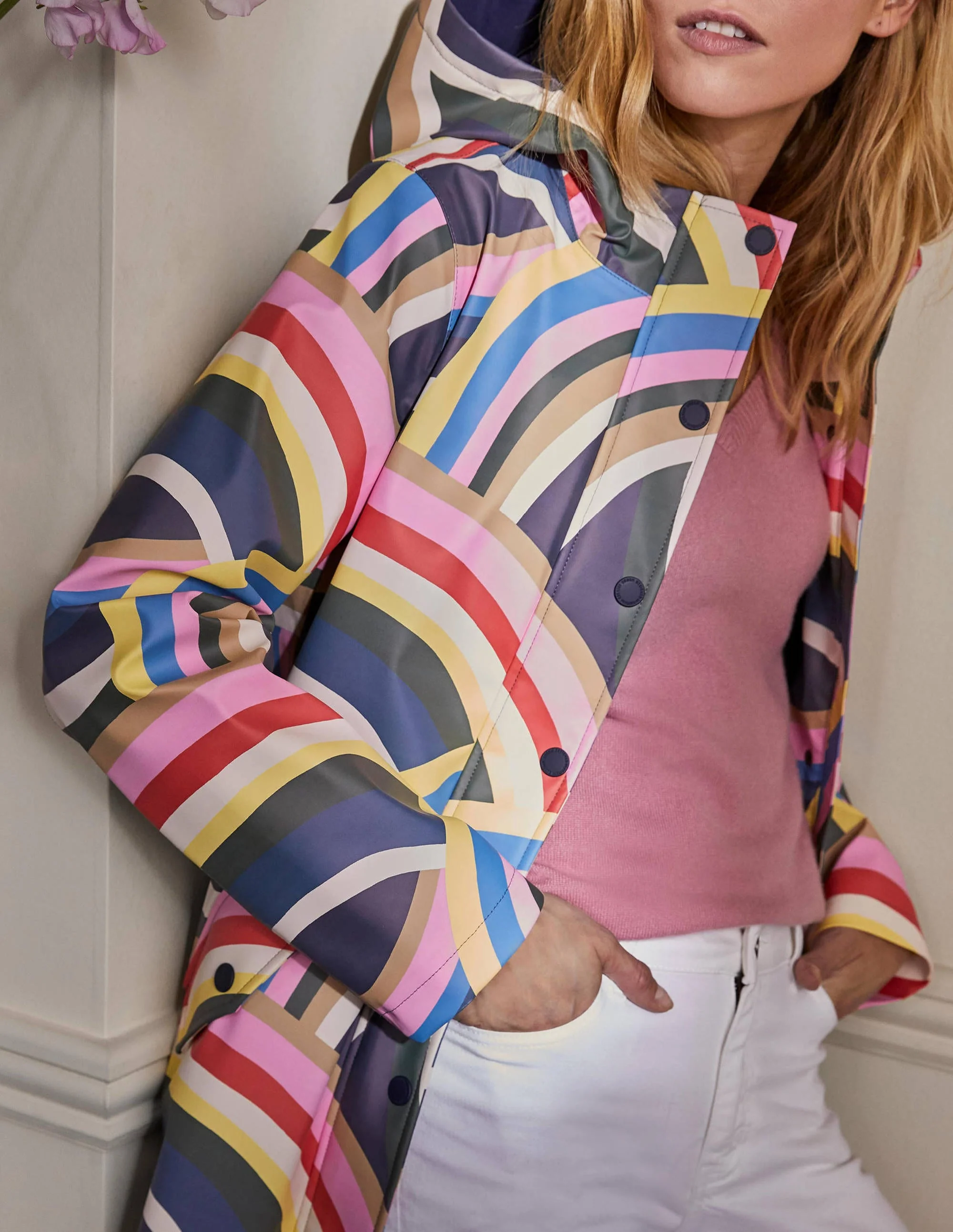 Morris Wasserdichter Regenmantel-Navy/Nachtblau, Abstrakter Regenbogen