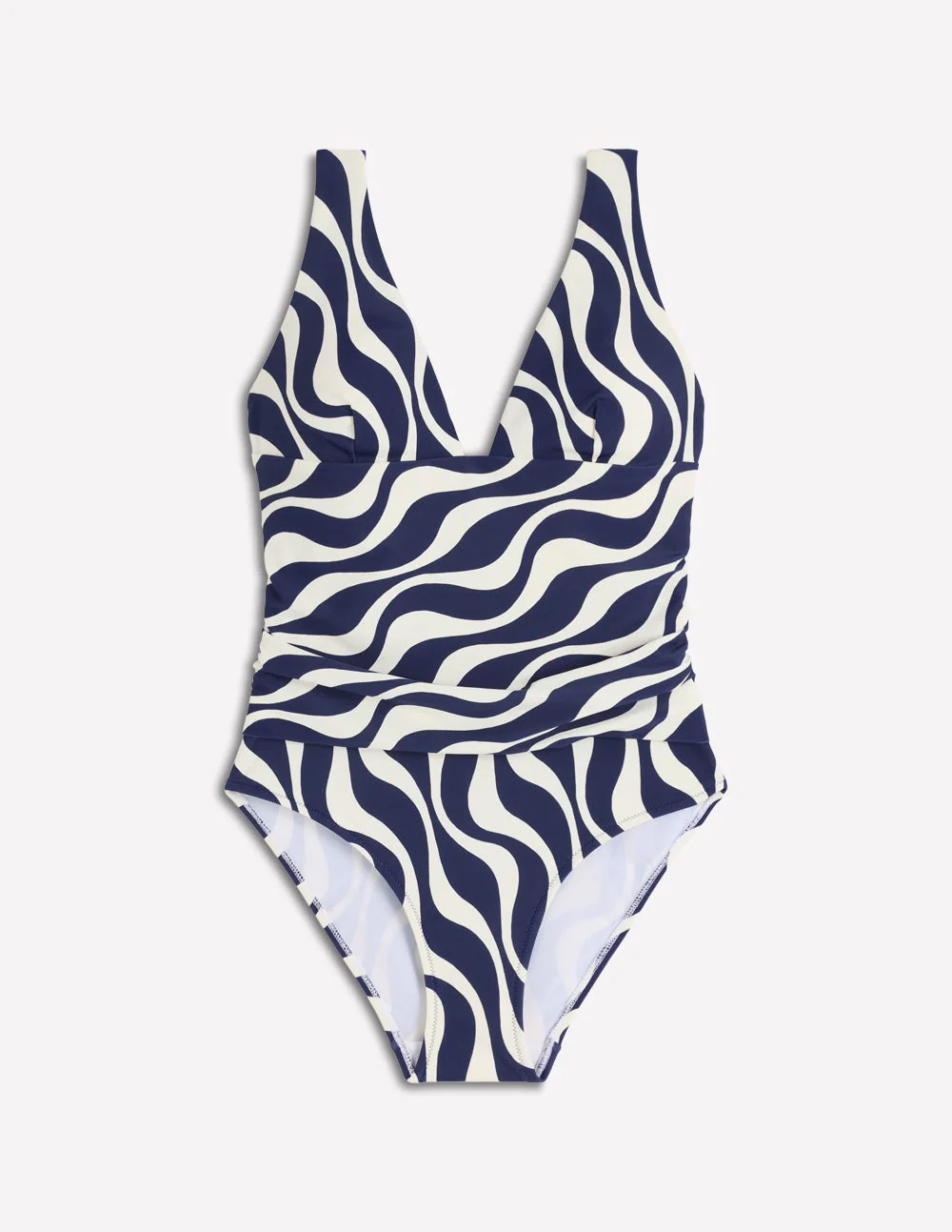 Mykonos Badeanzug mit tiefem V-Ausschnitt-Marineblau, Rhythmische Welle - Image 5