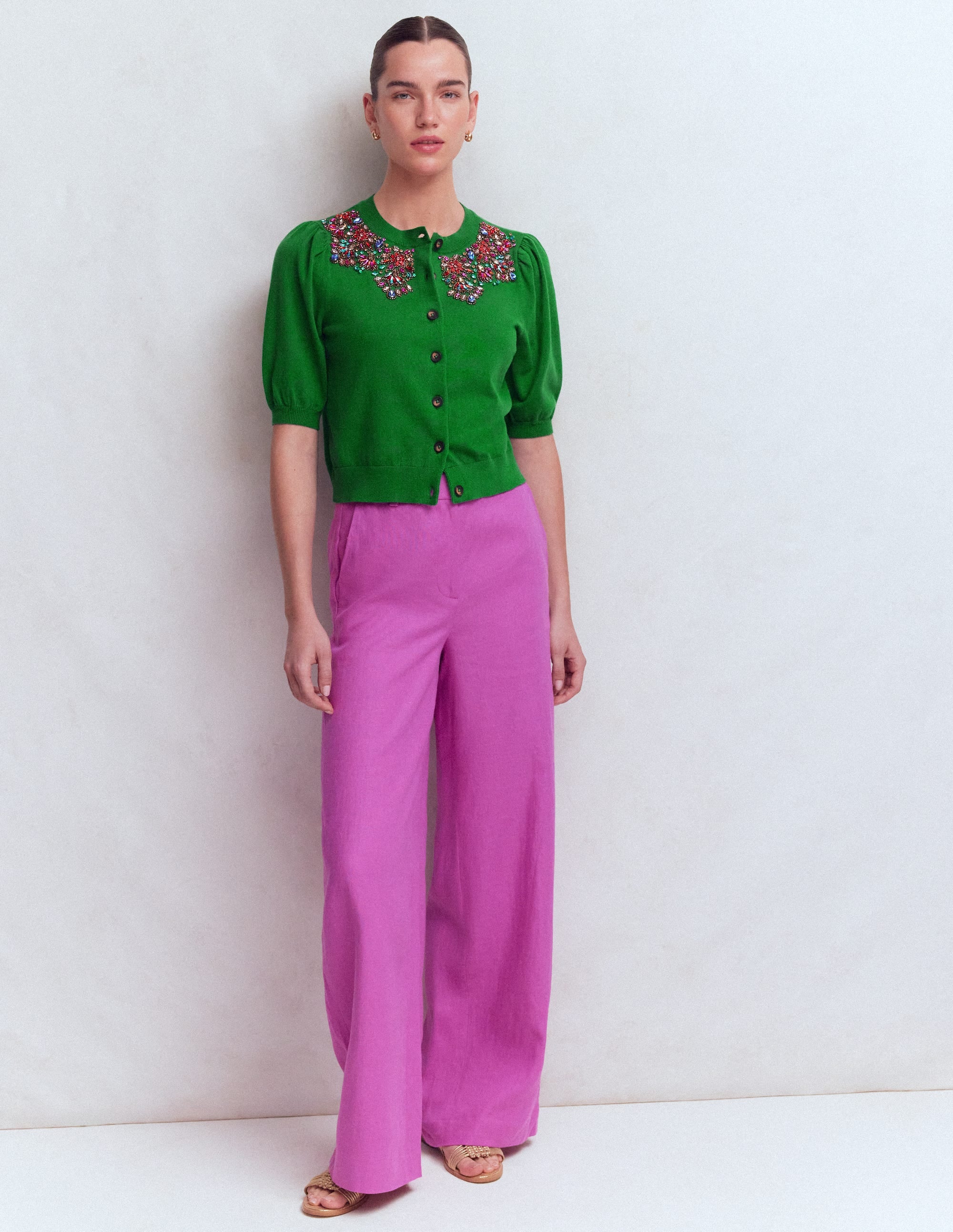 Nadia Verzierte Strickjacke-GRÜN - Image 4