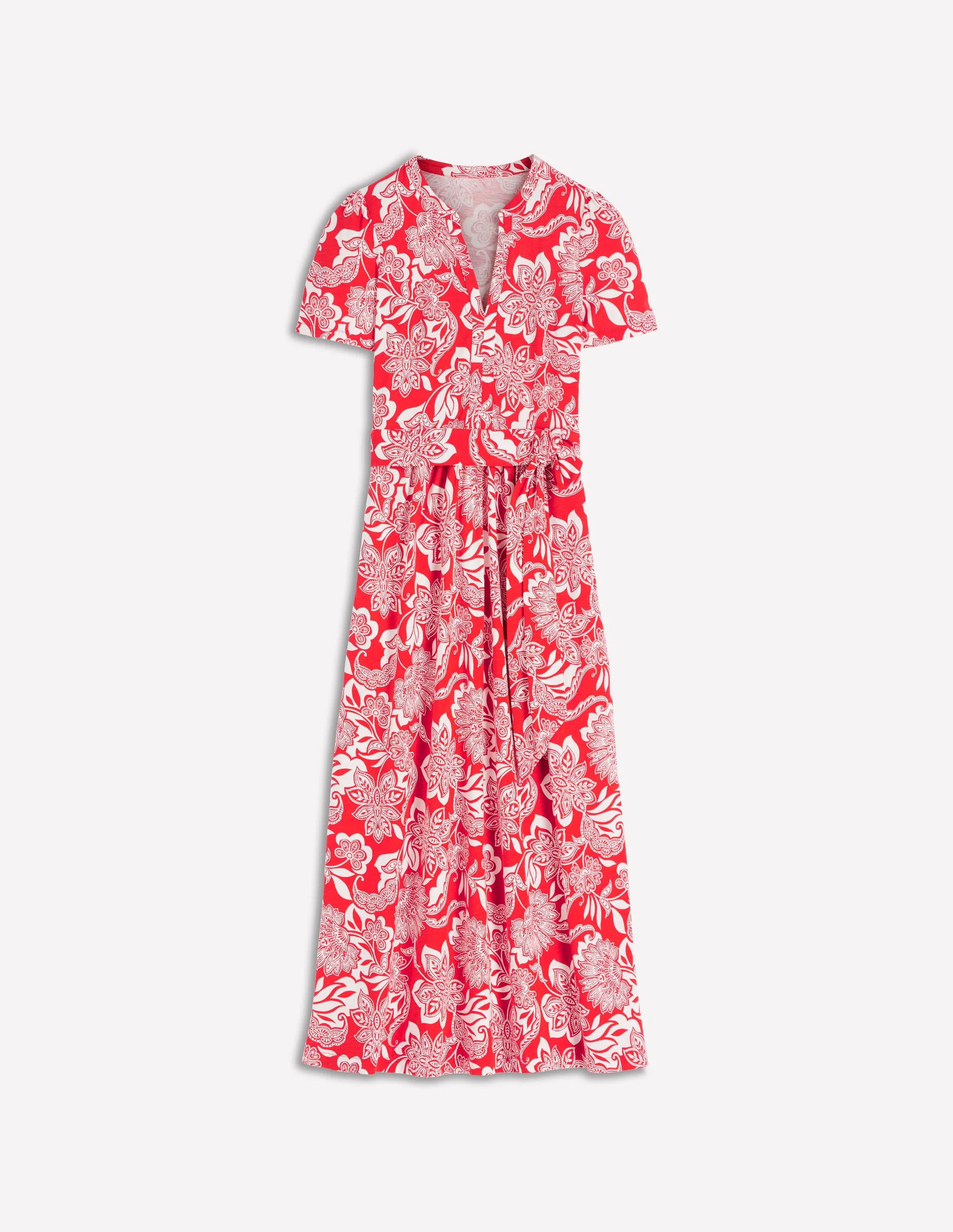 Naomi Jersey-Midikleid-Blutorange, Elegante Blüten - Image 7