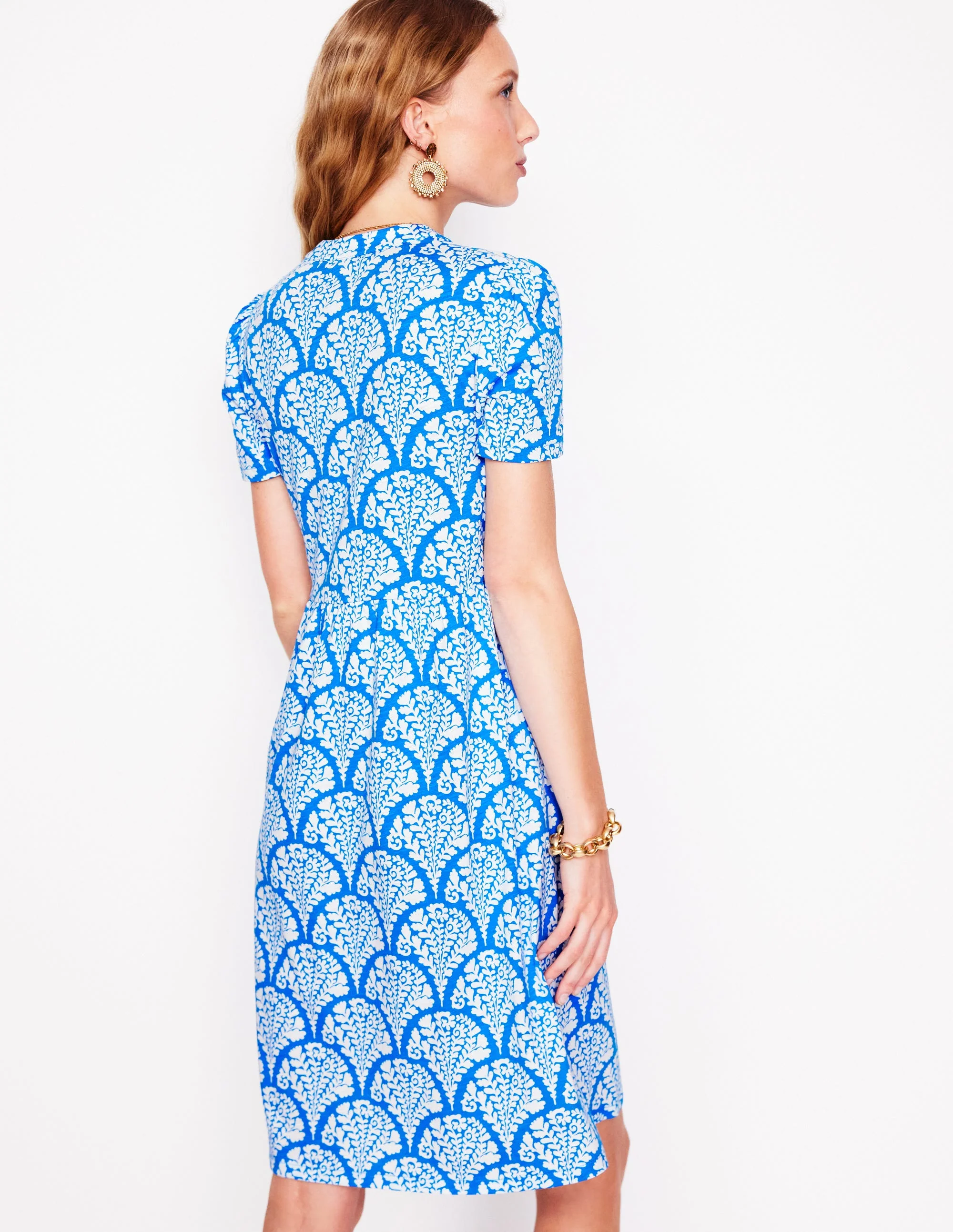 Naomi Kurzärmliges Kleid-Himmelblau, Blühend - Image 4