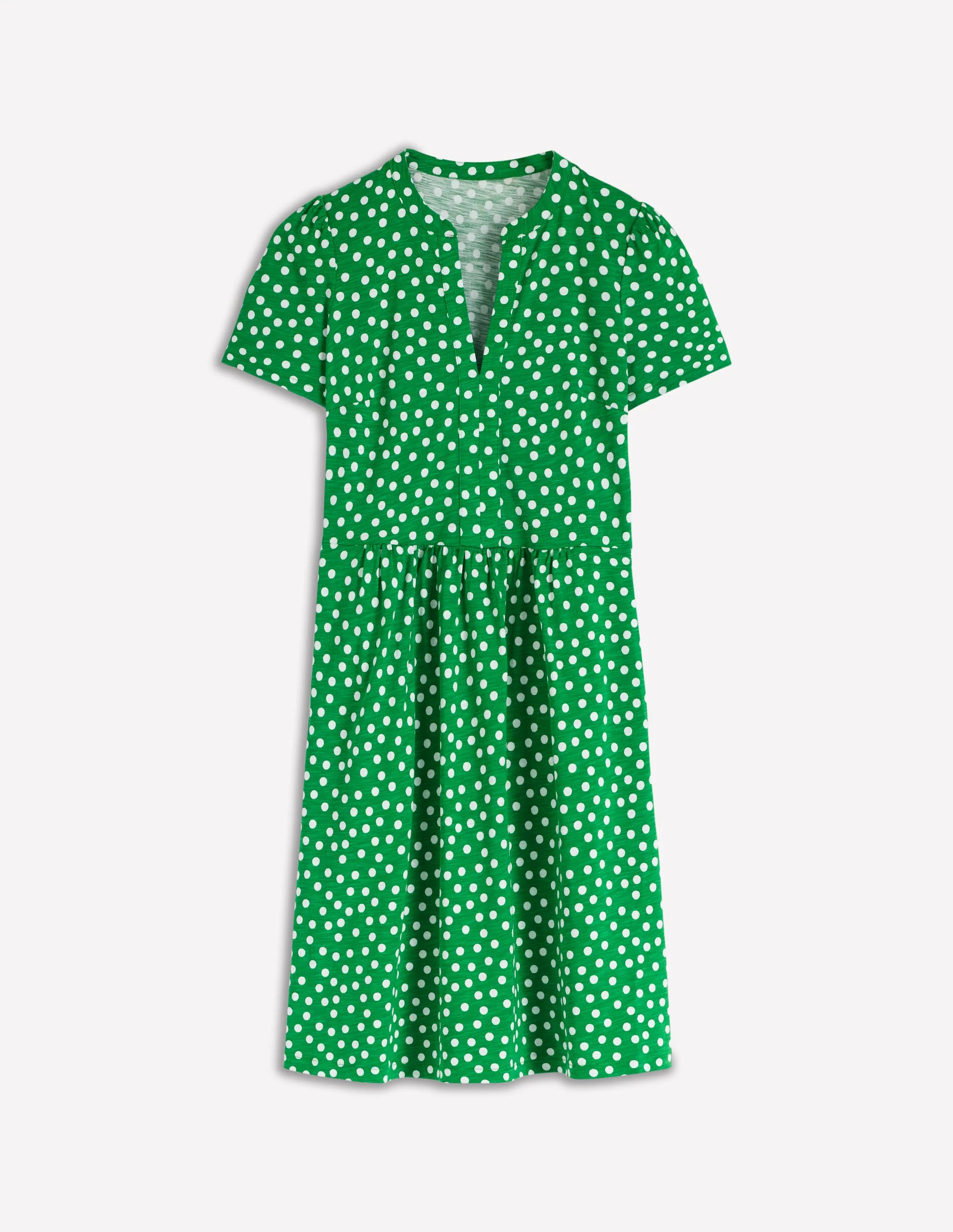 Naomi Kurzärmliges Kleid-Hochlandgrün, Gemalte Tupfen - Image 5
