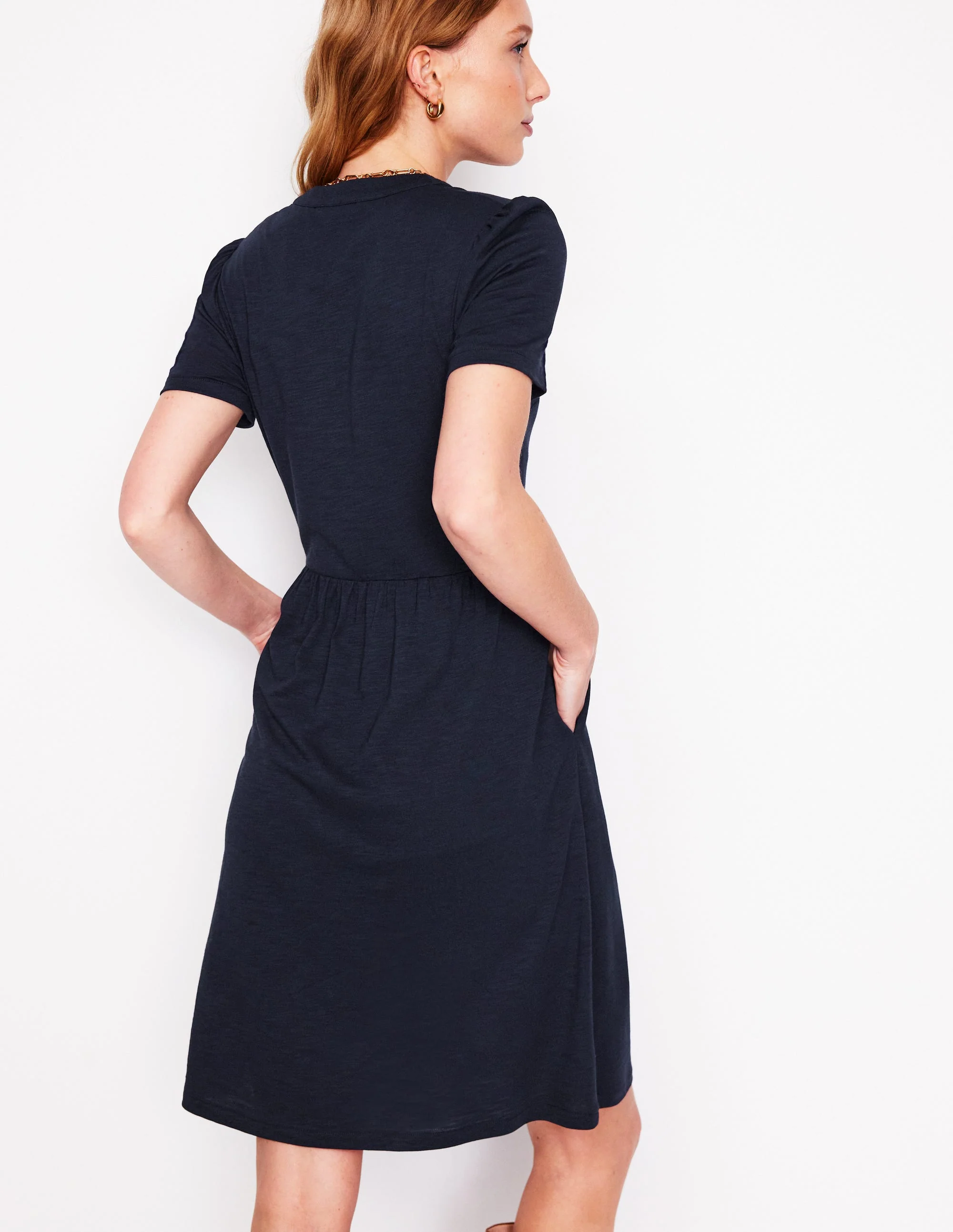 Naomi Kurzärmliges Kleid-Marineblau - Image 3