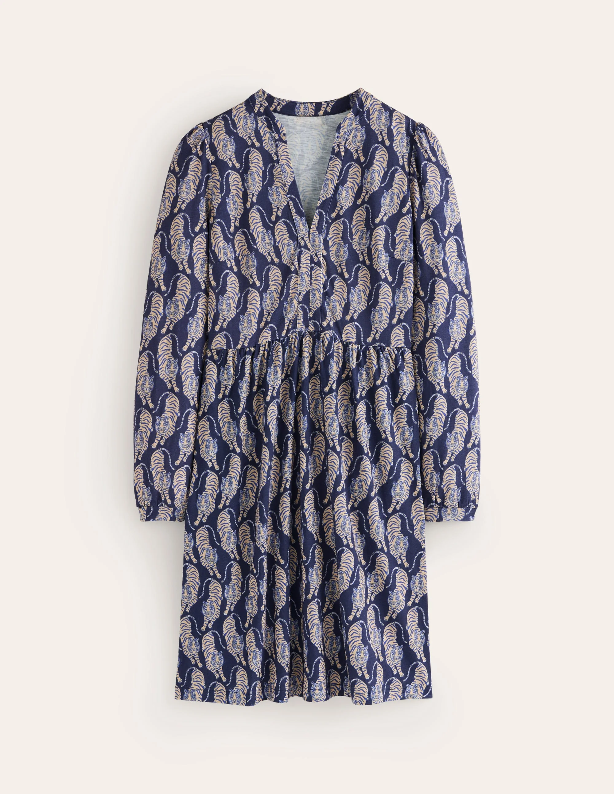 Naomi Lockeres Jerseykleid-Französisches Marineblau, Tiger - Image 5