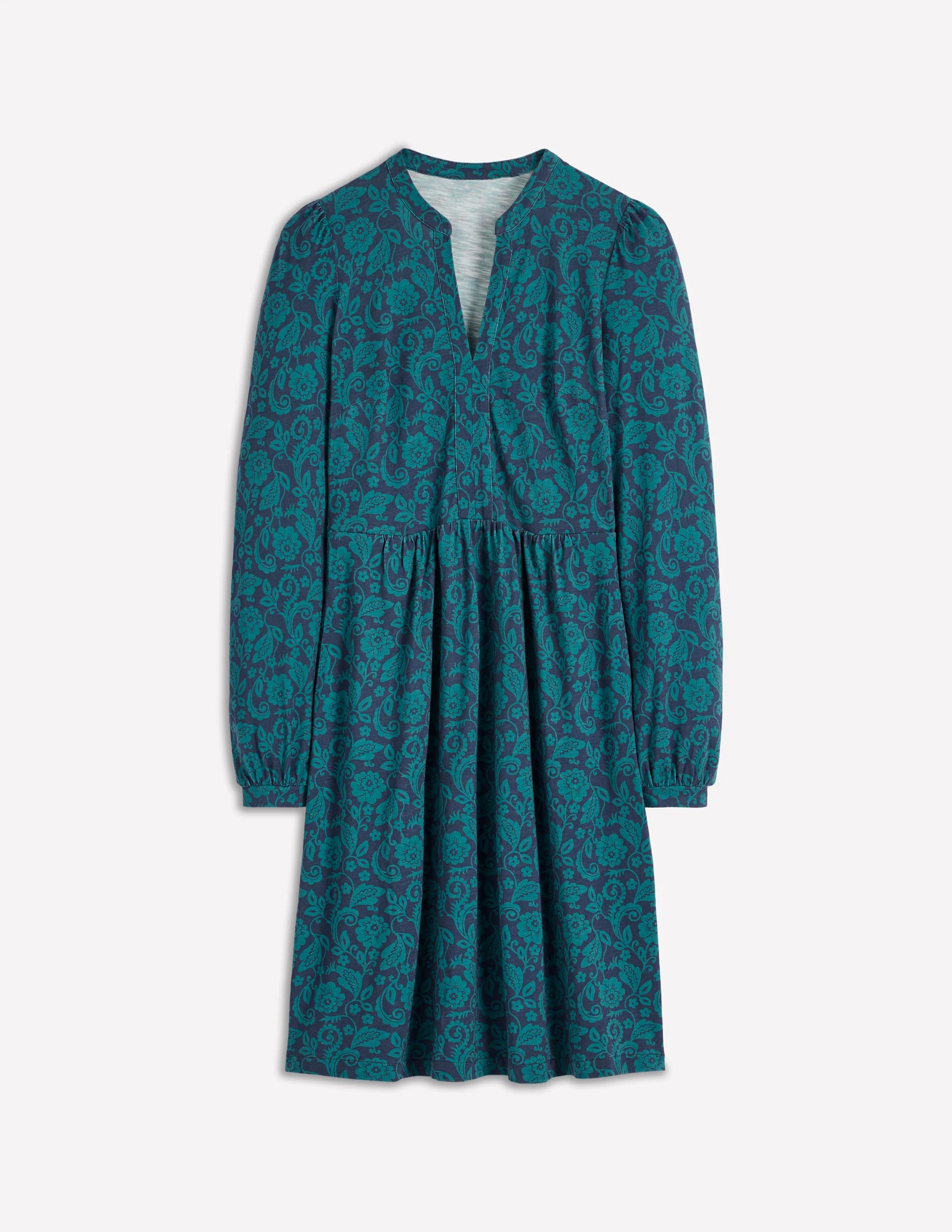 Naomi Lockeres Jerseykleid-Mitternachtsblau, Blumenornament - Image 5