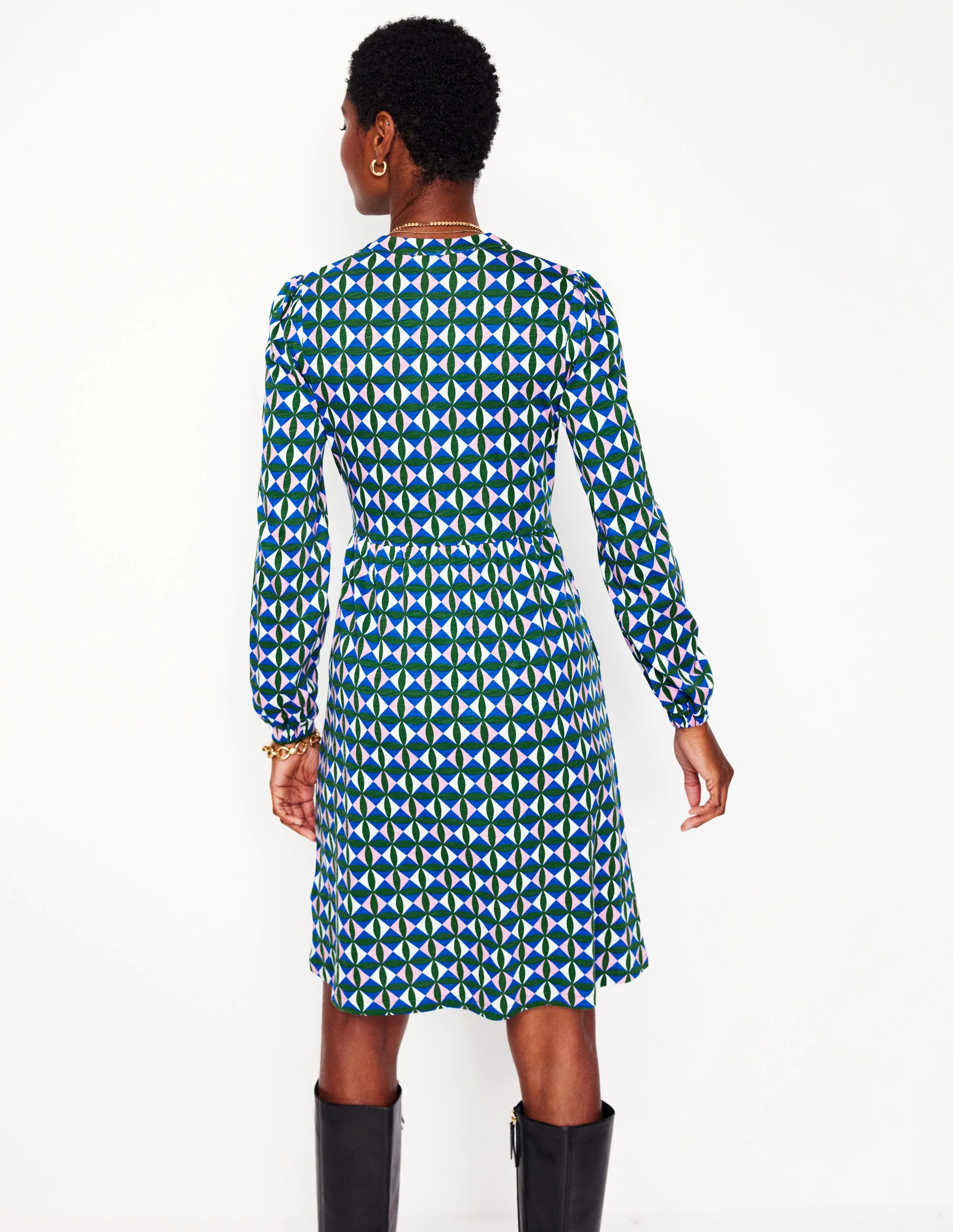 Naomi Lockeres Jerseykleid-Promenadegrün, Blütenblatt-Karo - Image 3