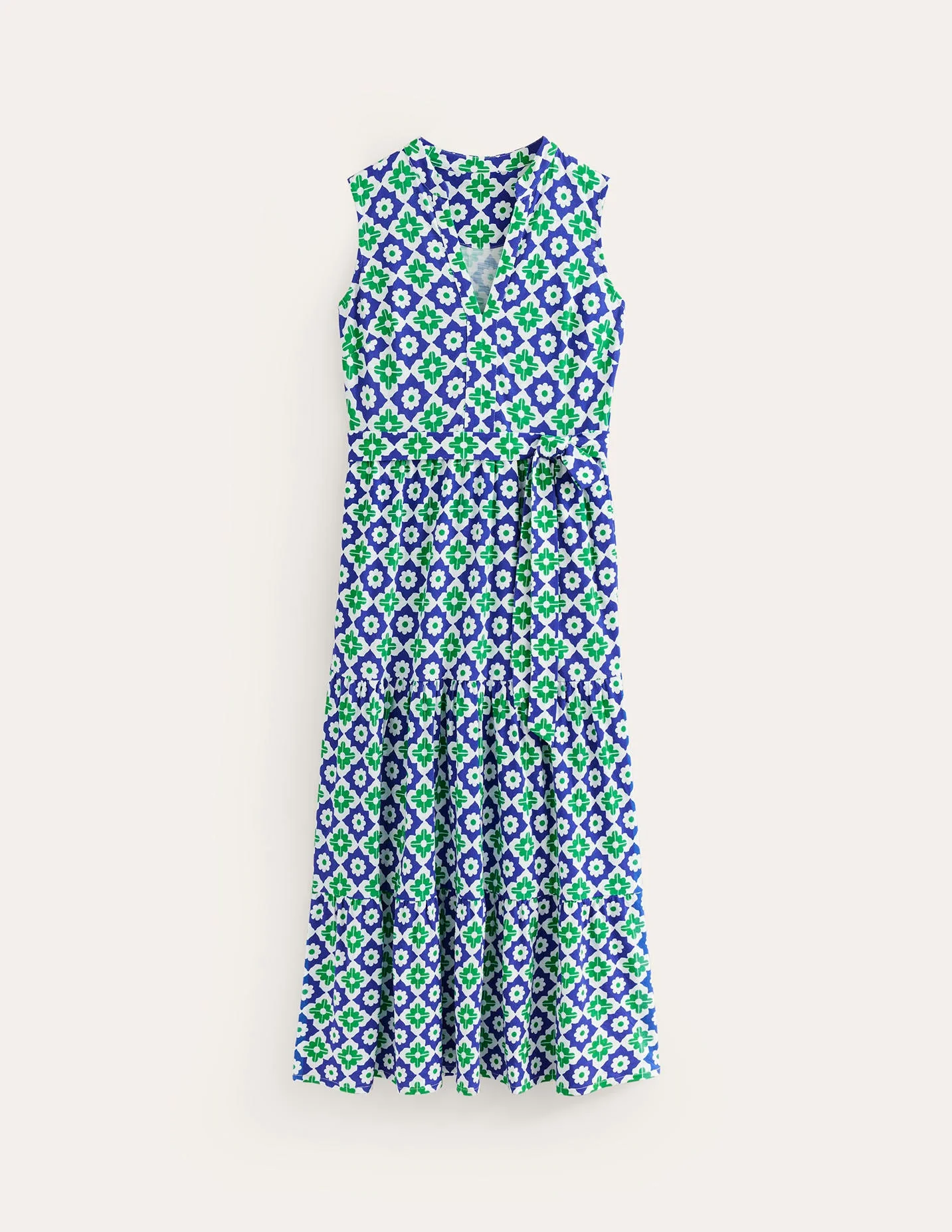 Naomi Maxikleid mit eingekerbtem Kragen-Grünes Tamburin, Geo Stamp - Image 6