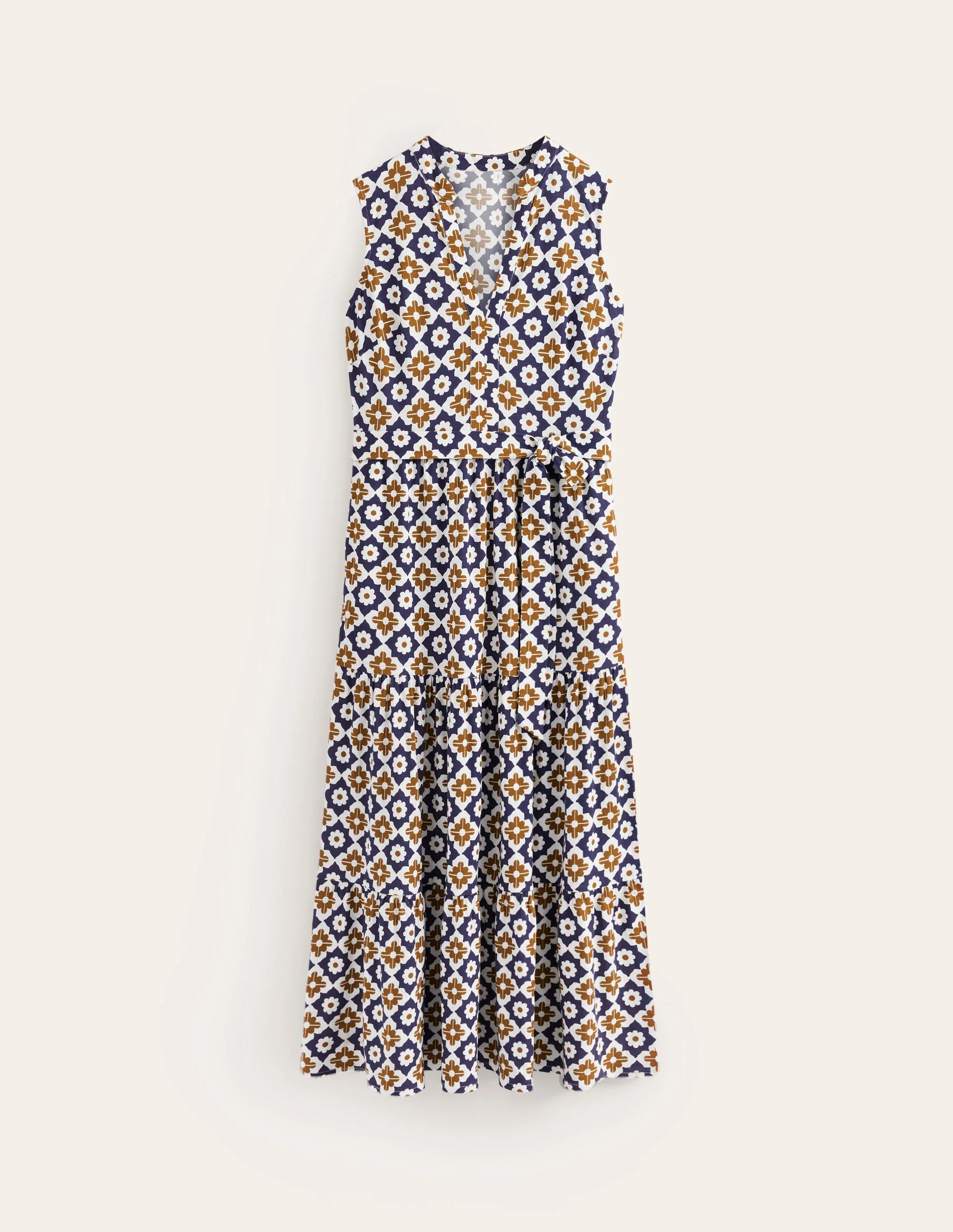 Naomi Maxikleid mit eingekerbtem Kragen-Gummi, Geo - Image 5