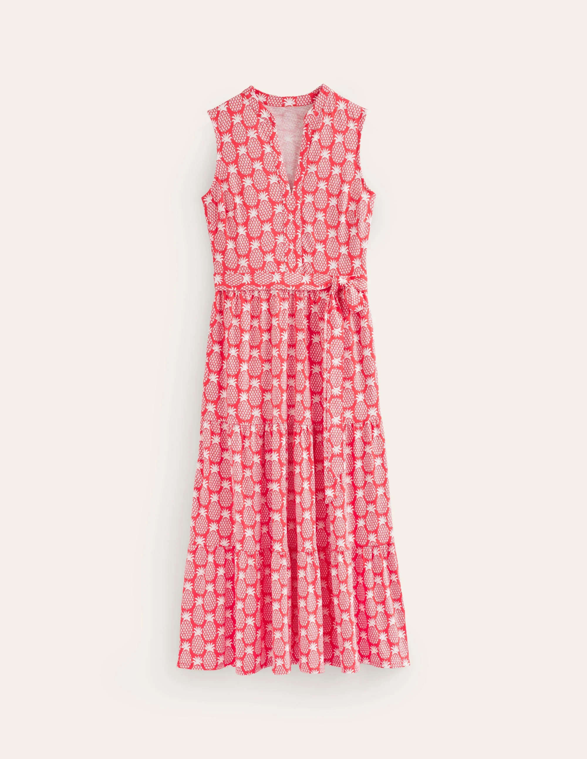 Naomi Maxikleid mit eingekerbtem Kragen-Hibiskus, Ananas Geo - Image 6