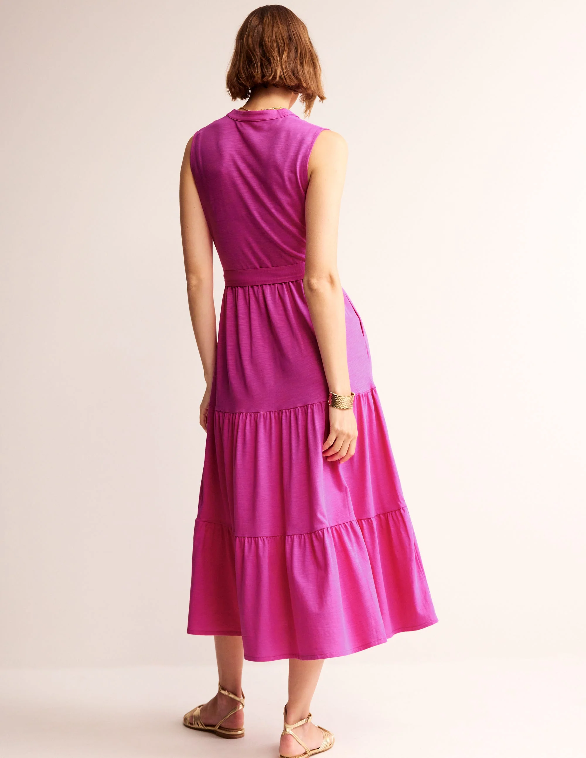 Naomi Maxikleid mit eingekerbtem Kragen-Magenta - Image 3