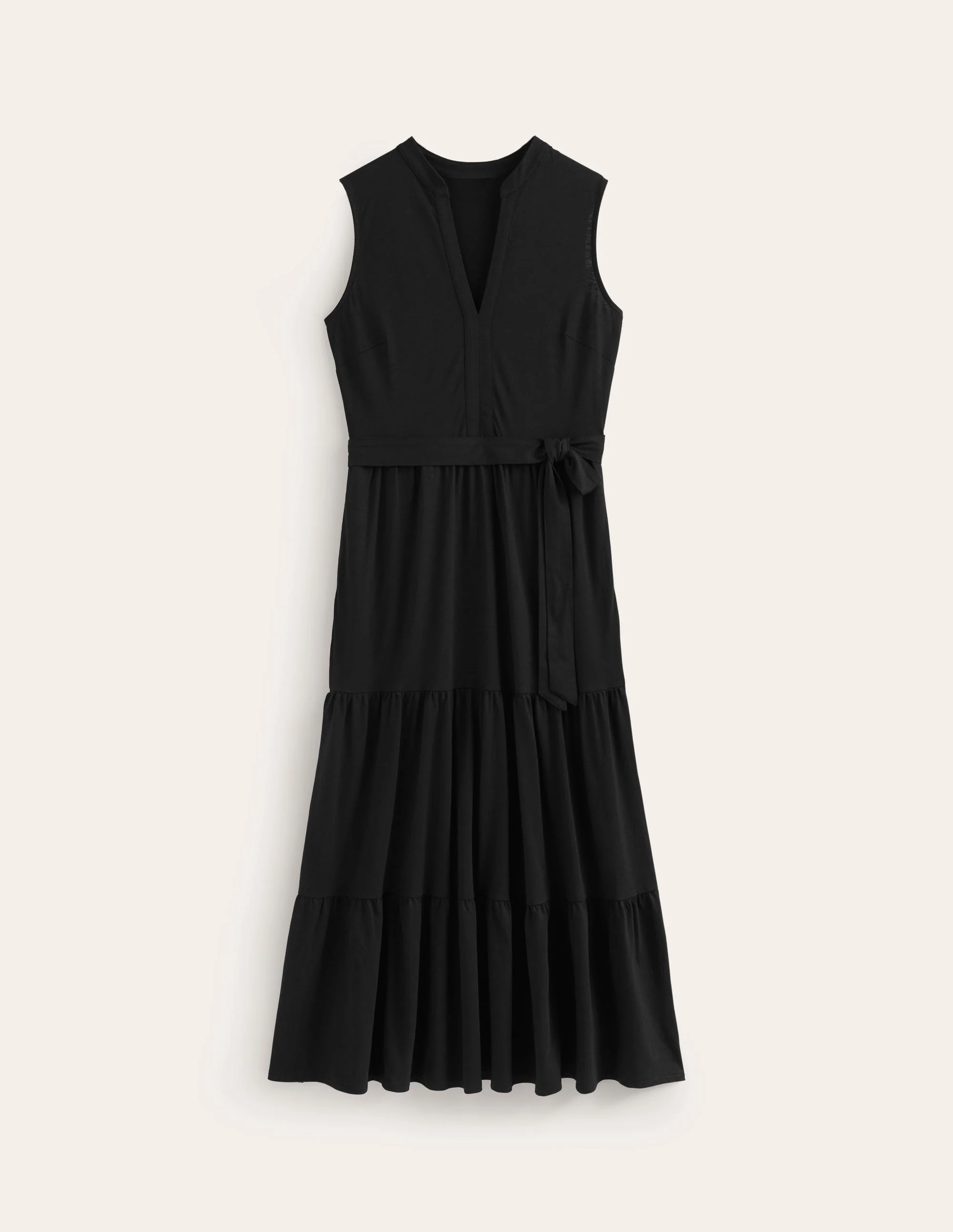 Naomi Maxikleid mit eingekerbtem Kragen-Schwarz - Image 5