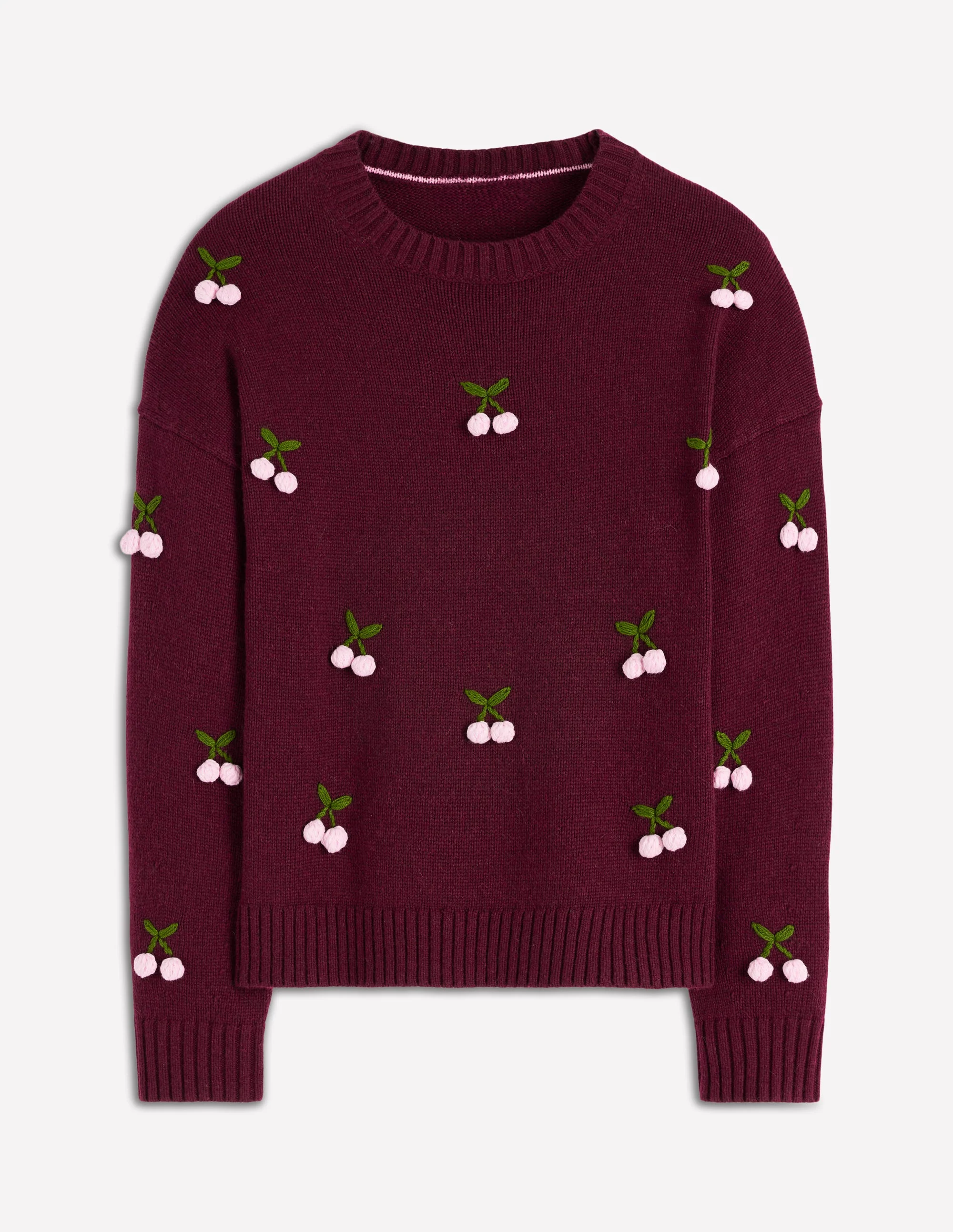 Natalie Pullover mit Stickerei-Kastanie Melange, Kirsche - Image 5