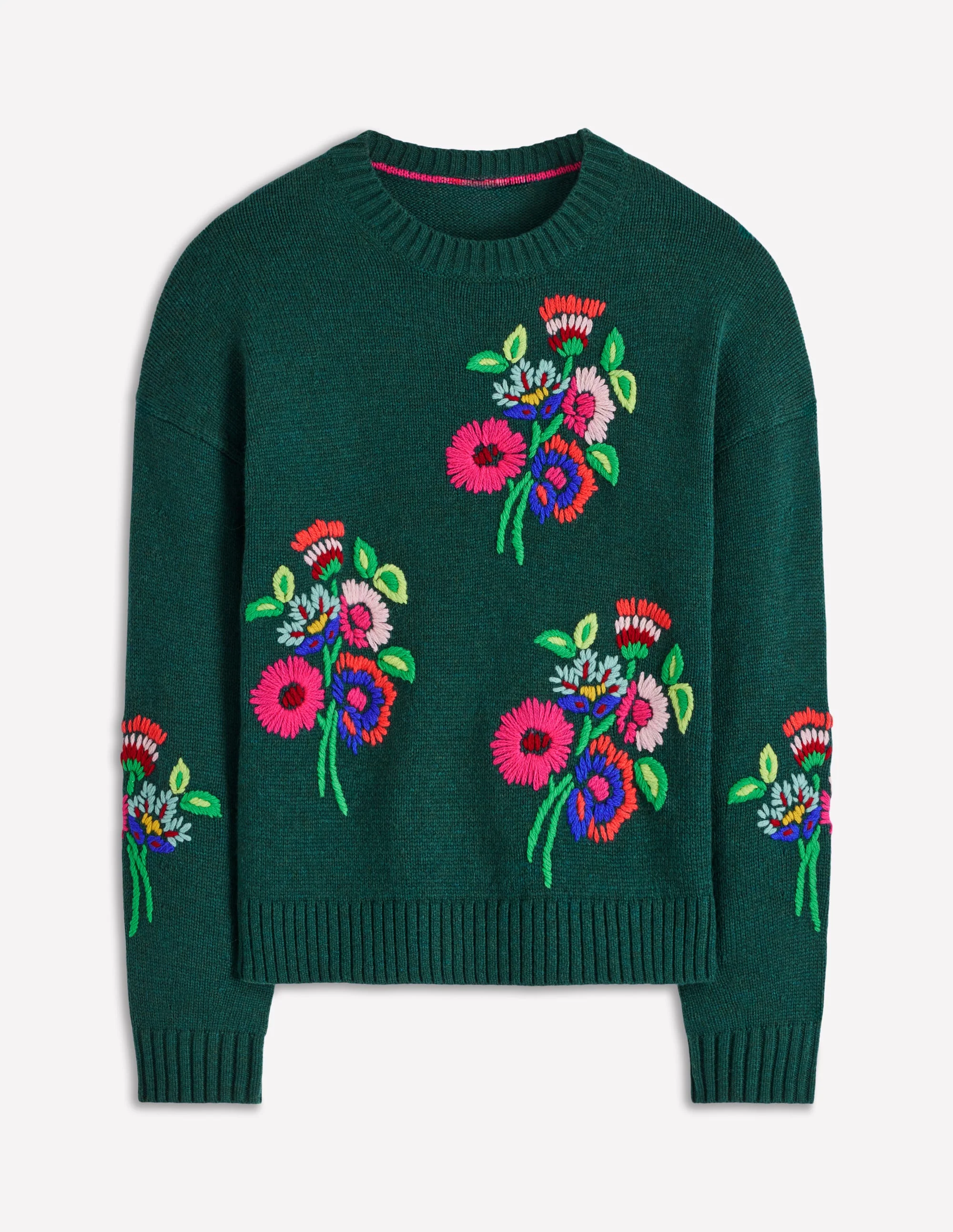 Natalie Pullover mit Stickerei-Smaragdgrün Blumenstrauß - Image 8