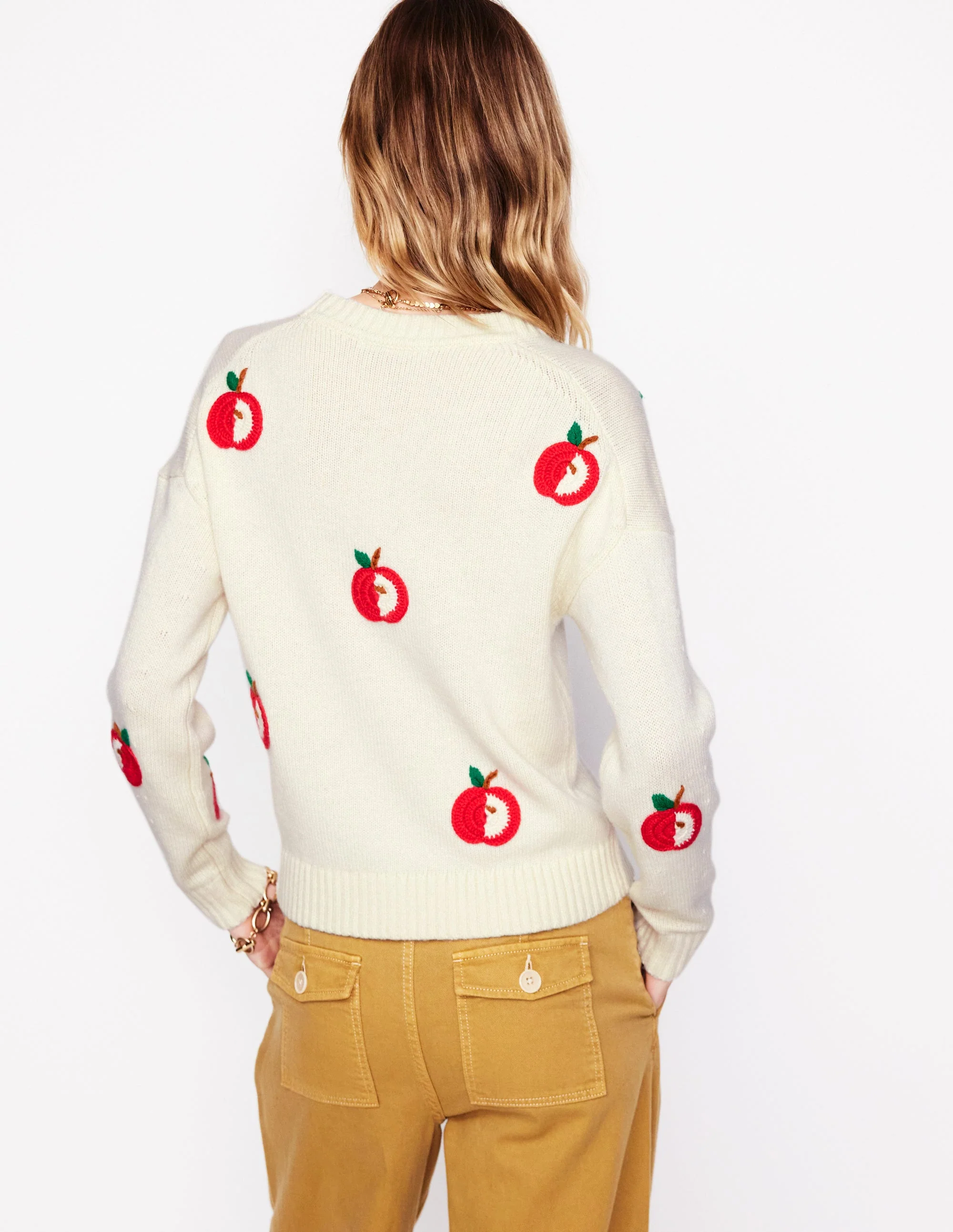 Natalie Pullover mit Stickerei-Warmes Naturweiß, Äpfel - Image 4