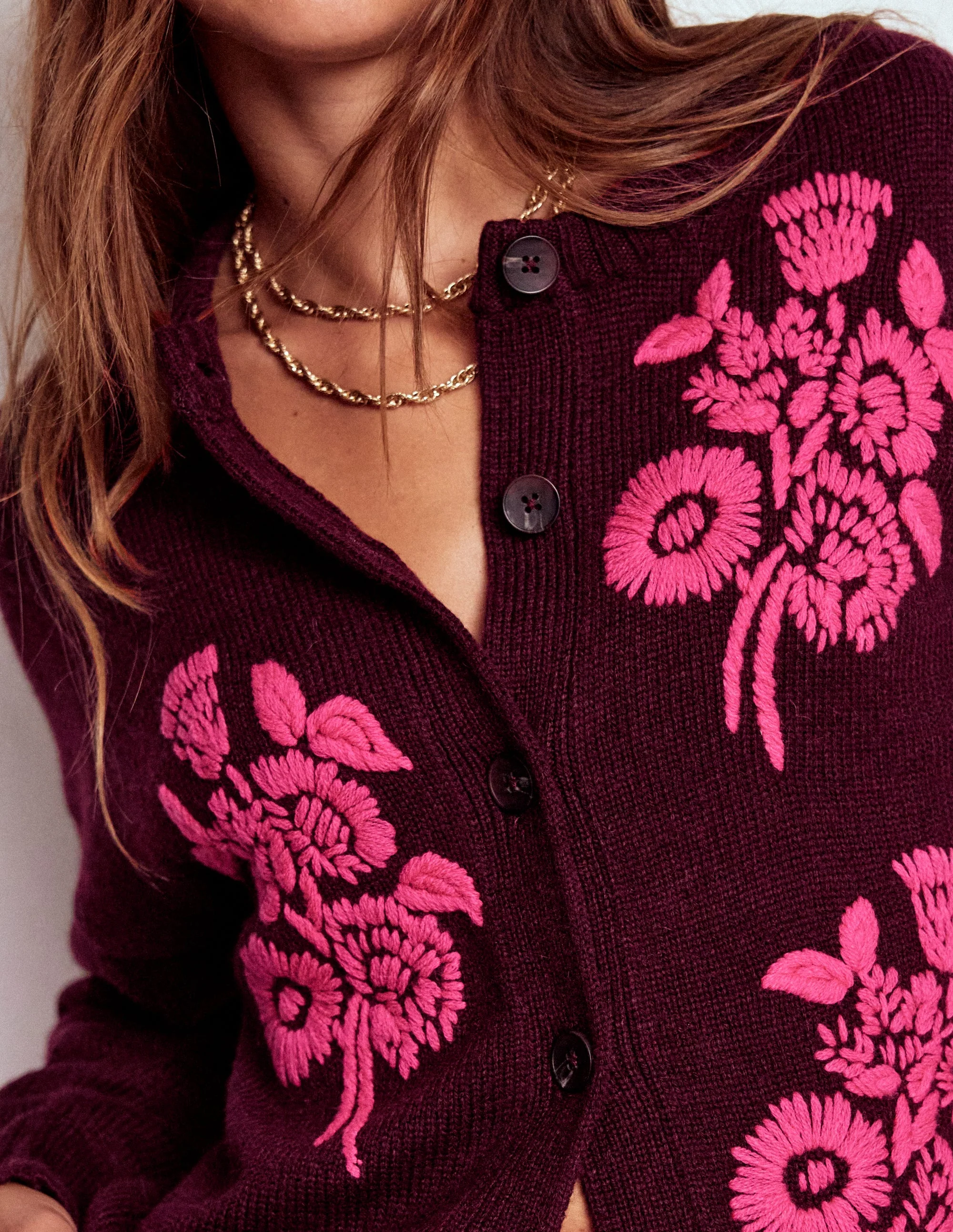 Natalie Strickjacke mit Stickerei-Dunkle Kirsche Bouquet - Image 2